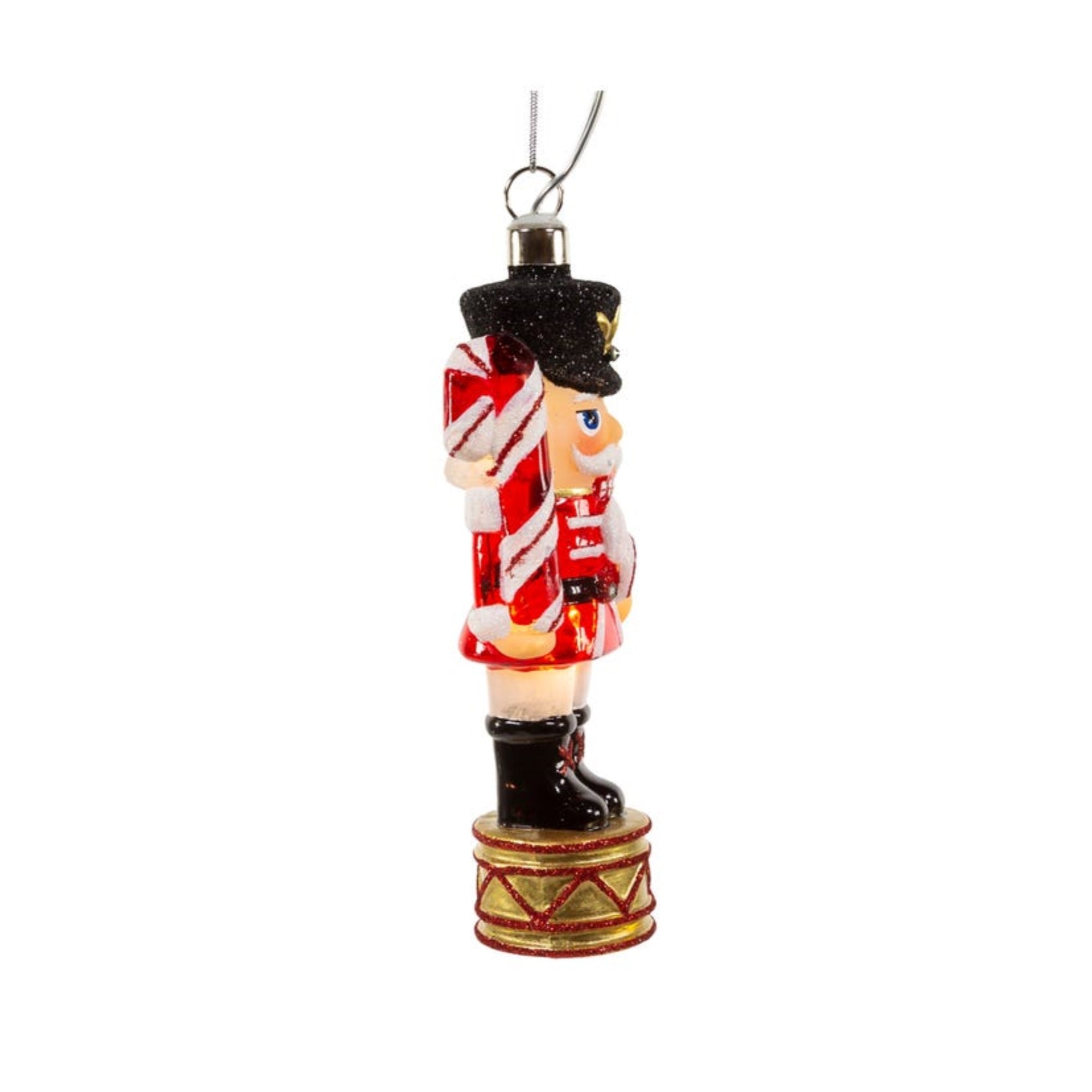 Kurt Adler Pre-lit Hanging Glass Ornament, Warm White LED's, Nutcracker