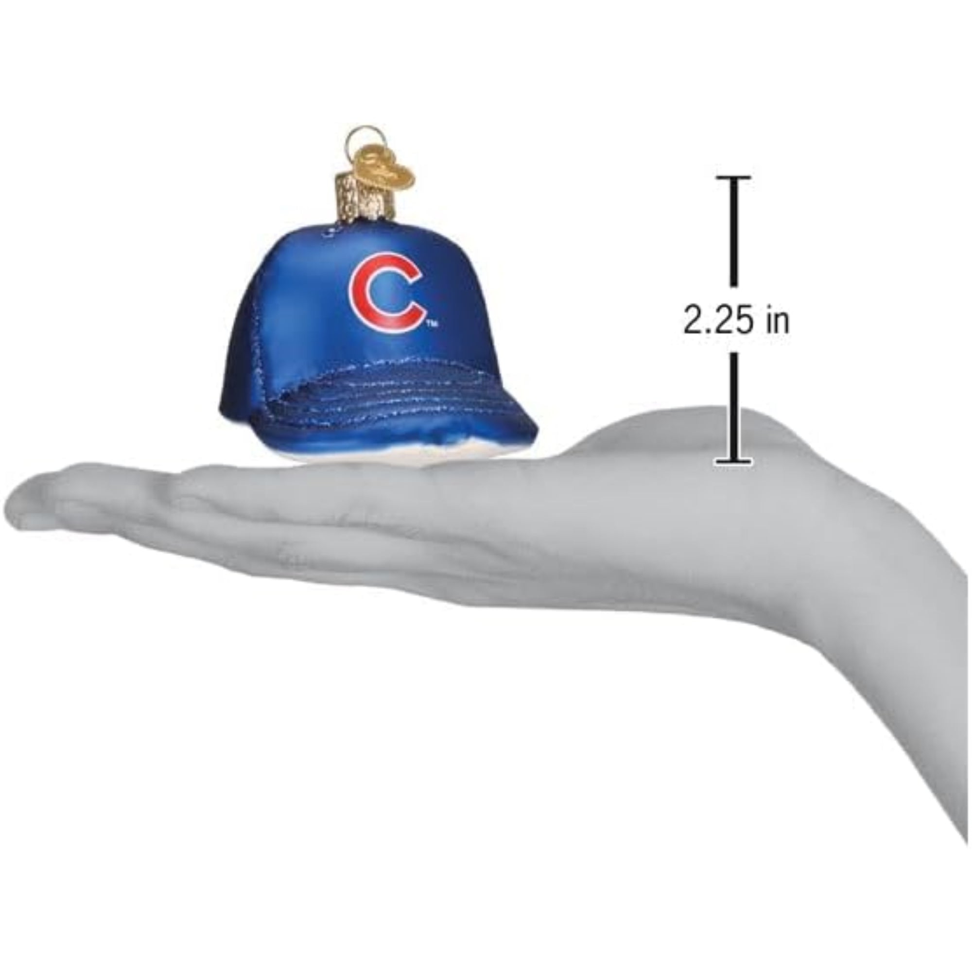 Old World Christmas Blown Glass Ornament for Christmas Tree, Chicago Cubs Baseball Cap (with OWC Gift Box)