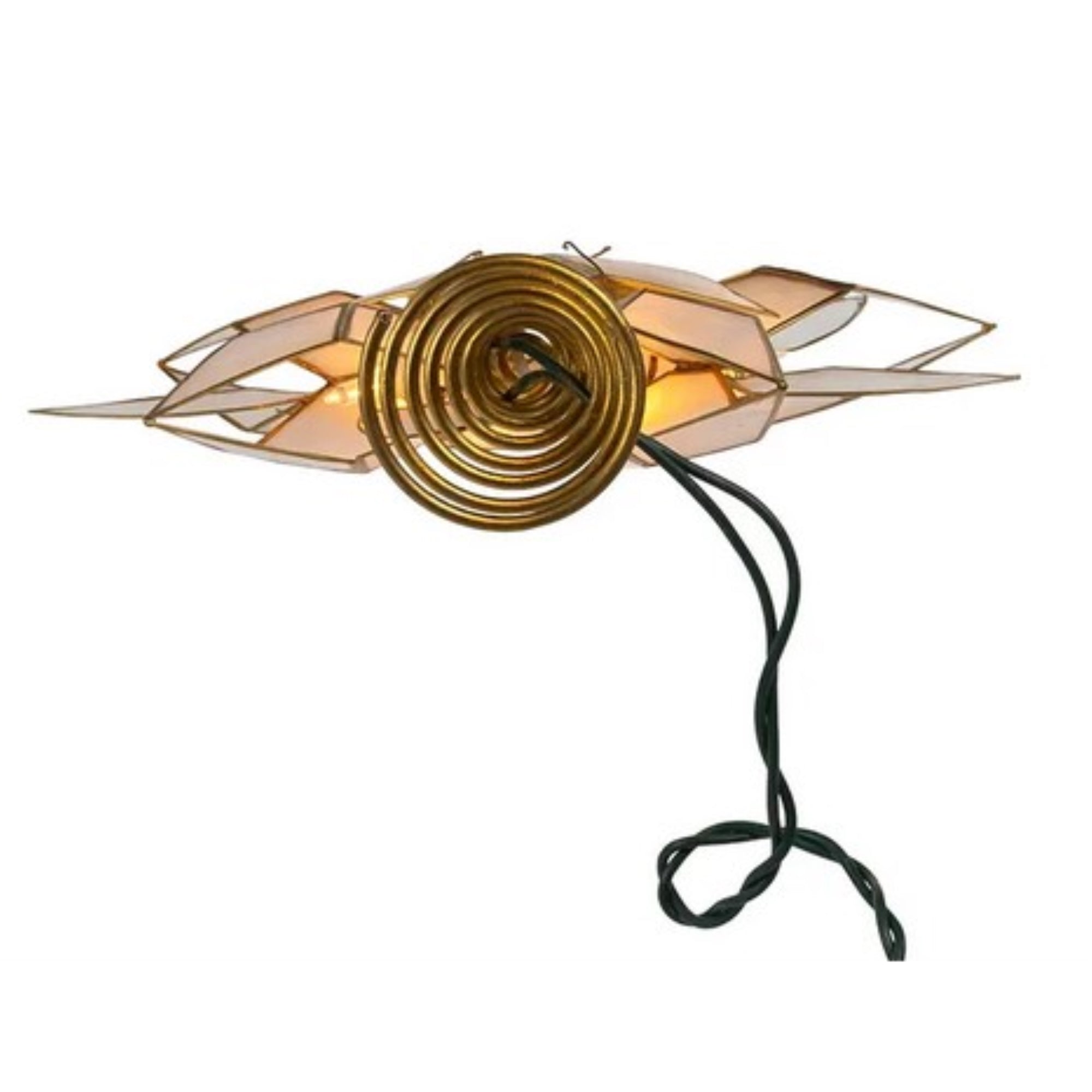 Kurt Adler 5-Point Multi-Layered, Illuminated Capiz Shell Star for Indoor Christmas Treetop, 10 Incandescent Warm White Lights, Gold, 11.75"