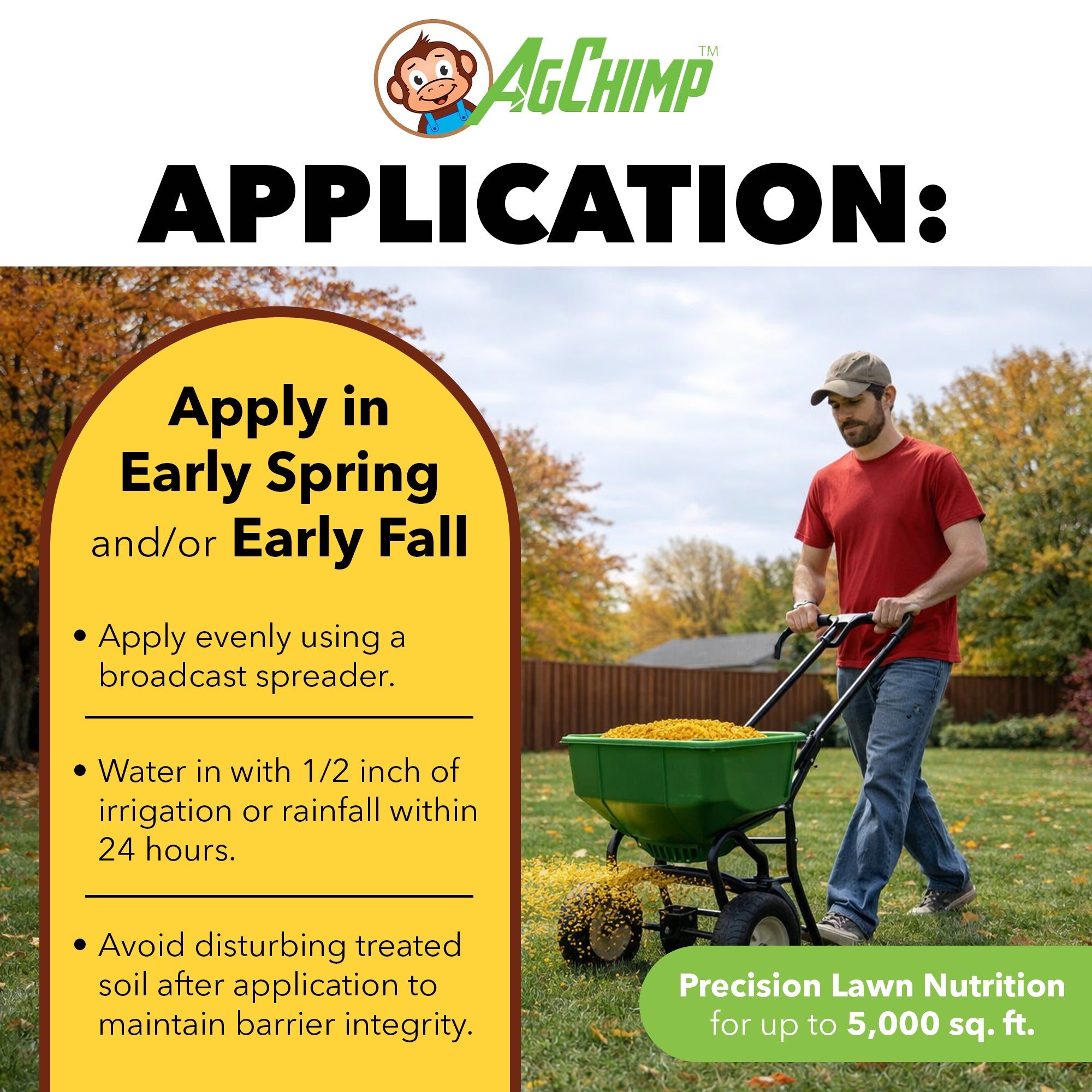 AgChimp 18-0-9 Prodiamine Pre-Emergent Herbicide and Lawn Fertilizer, 15lbs