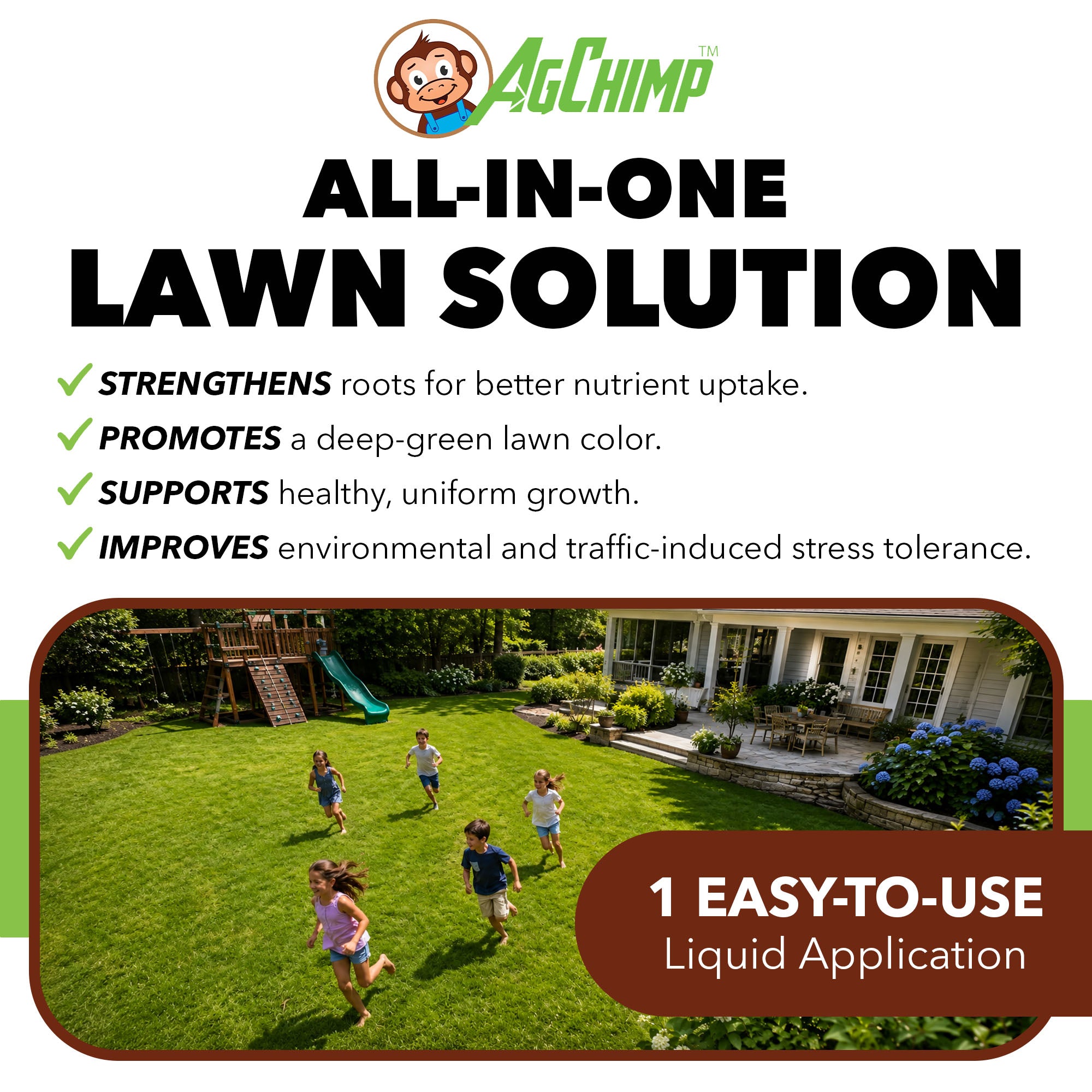 AgChimp RxComplete 14-3-5 Bio-Active Liquid Lawn Fertilizer, 1qt