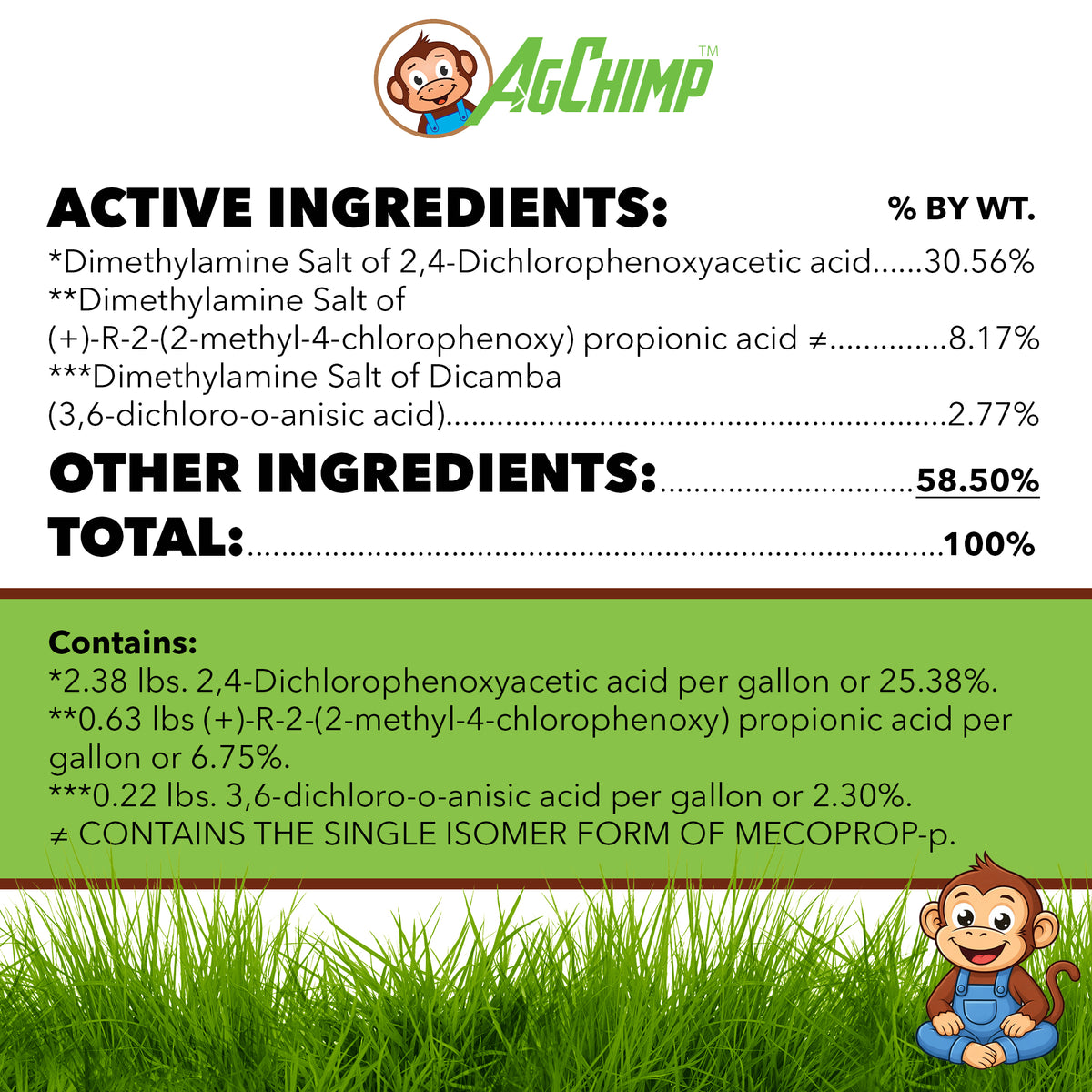 AgChimp Three-D Selective Broadleaf Herbicide for Lawns and Turf, 1 pint