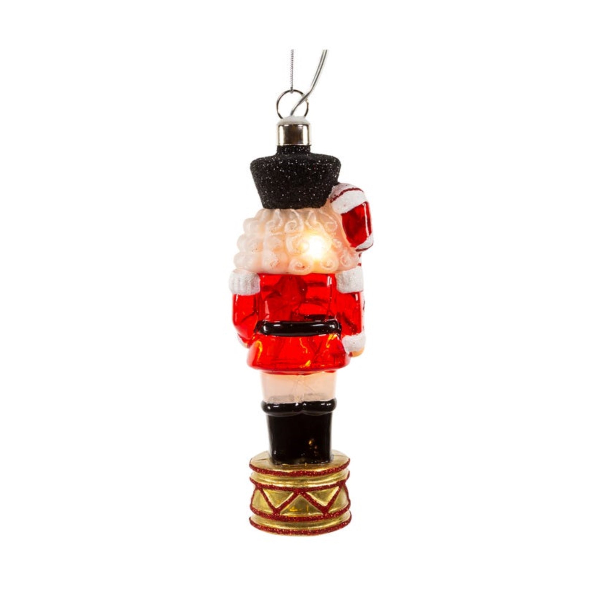 Kurt Adler Pre-lit Hanging Glass Ornament, Warm White LED's, Nutcracker