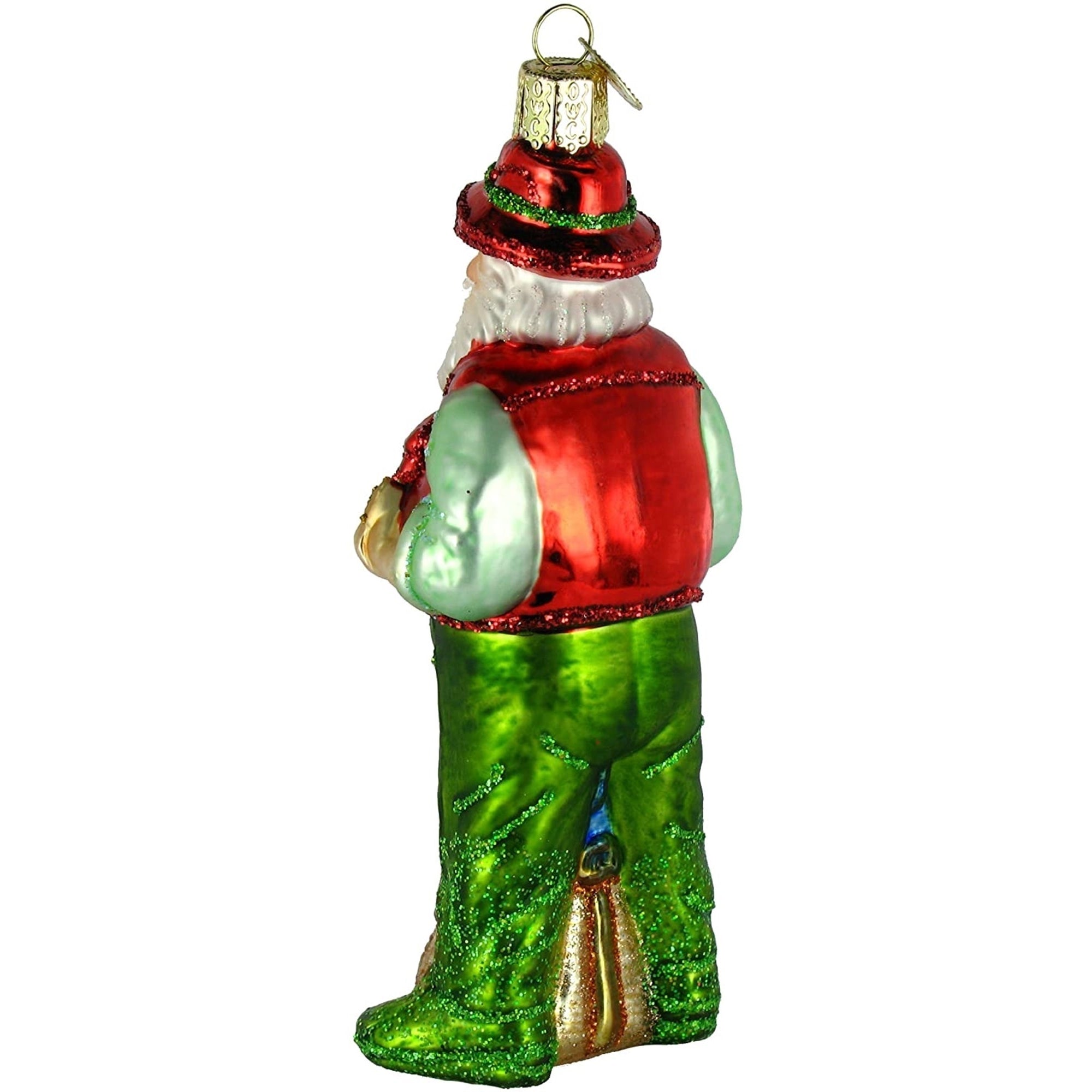 Old World Christmas Blown Glass Ornament for Christmas Tree, Fly Fishing Santa