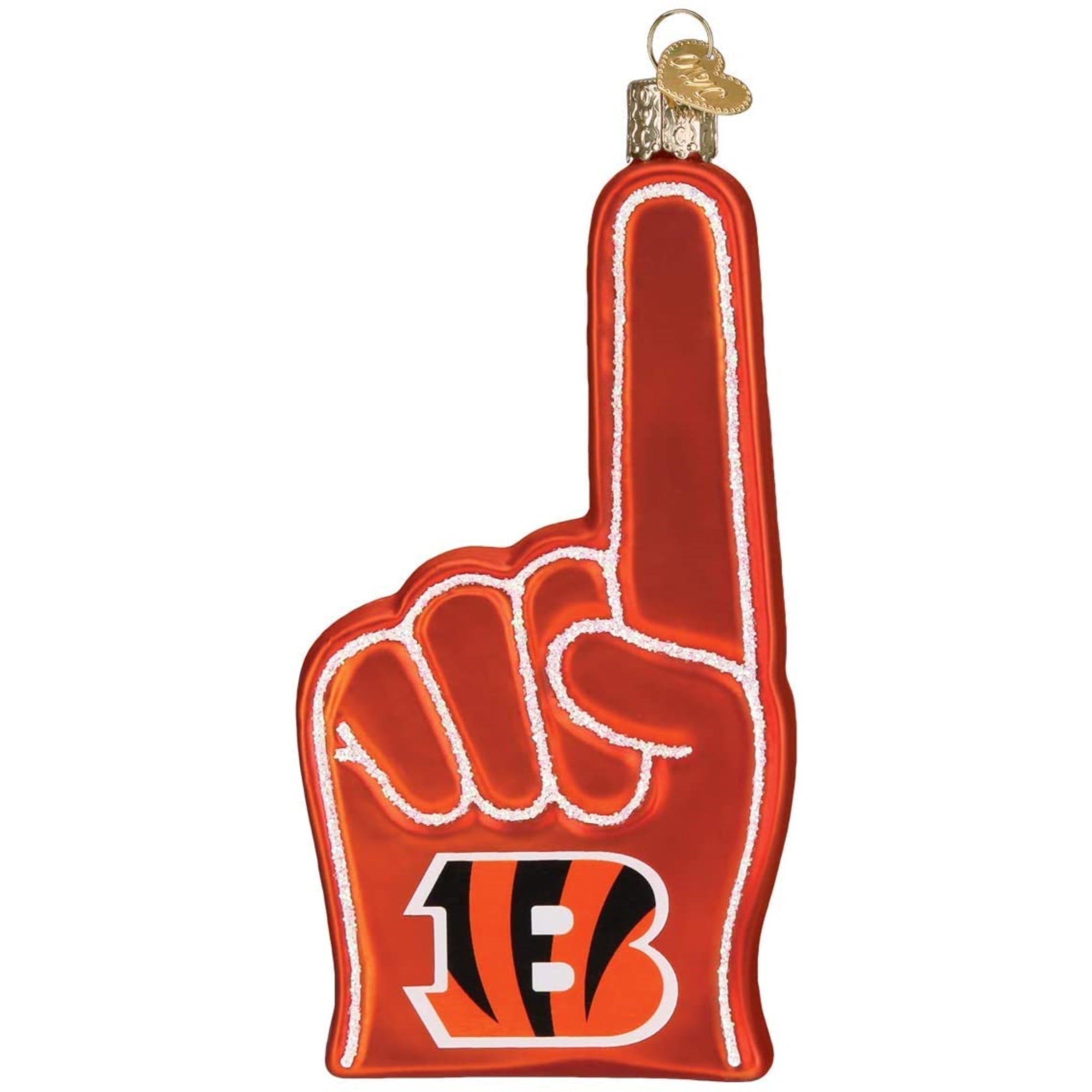 Old World Christmas Blown Glass Ornament for Christmas Tree, Cincinnati Bengals Foam Finger