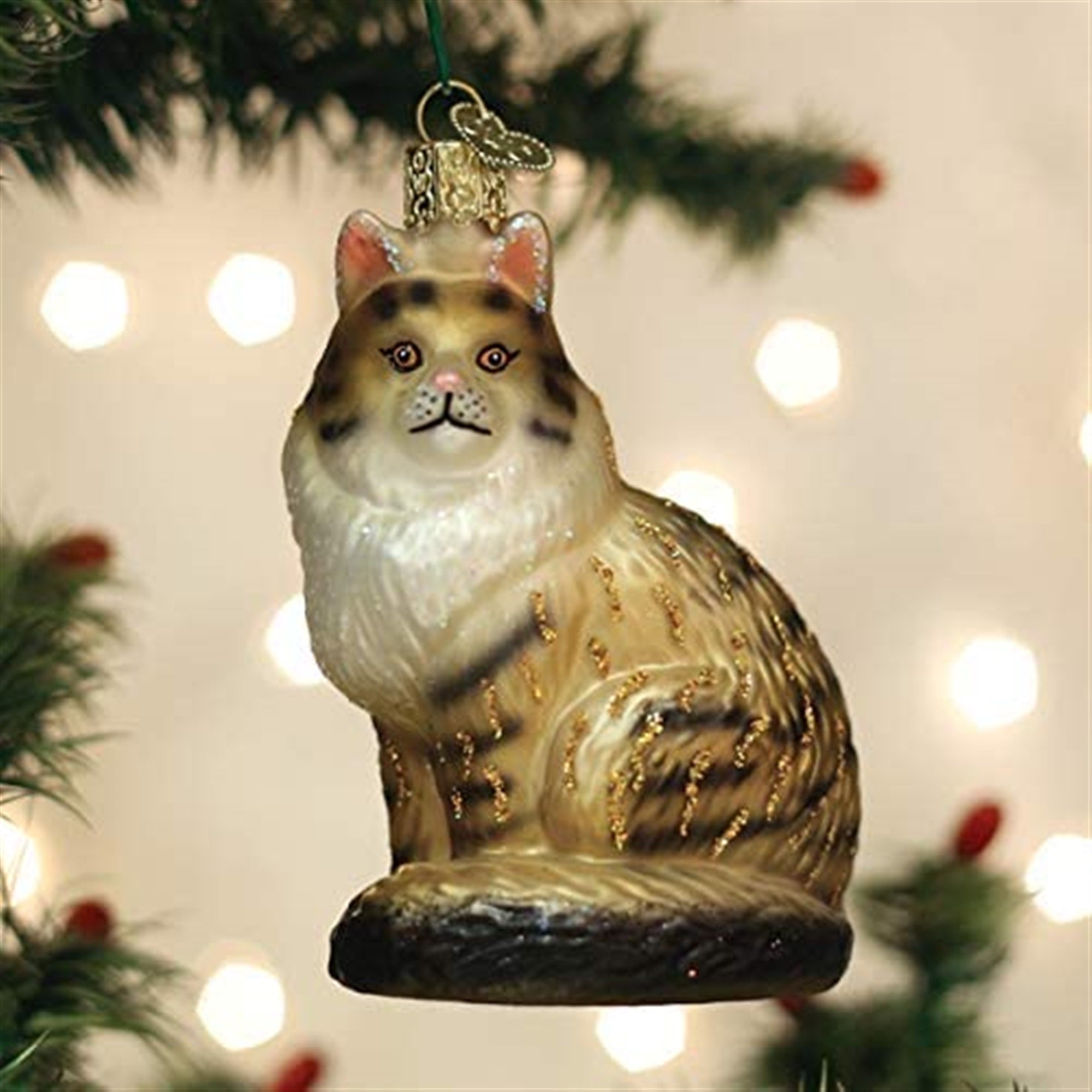 Old World Christmas Blown Glass Ornament for Christmas Tree, Maine Coon Cat