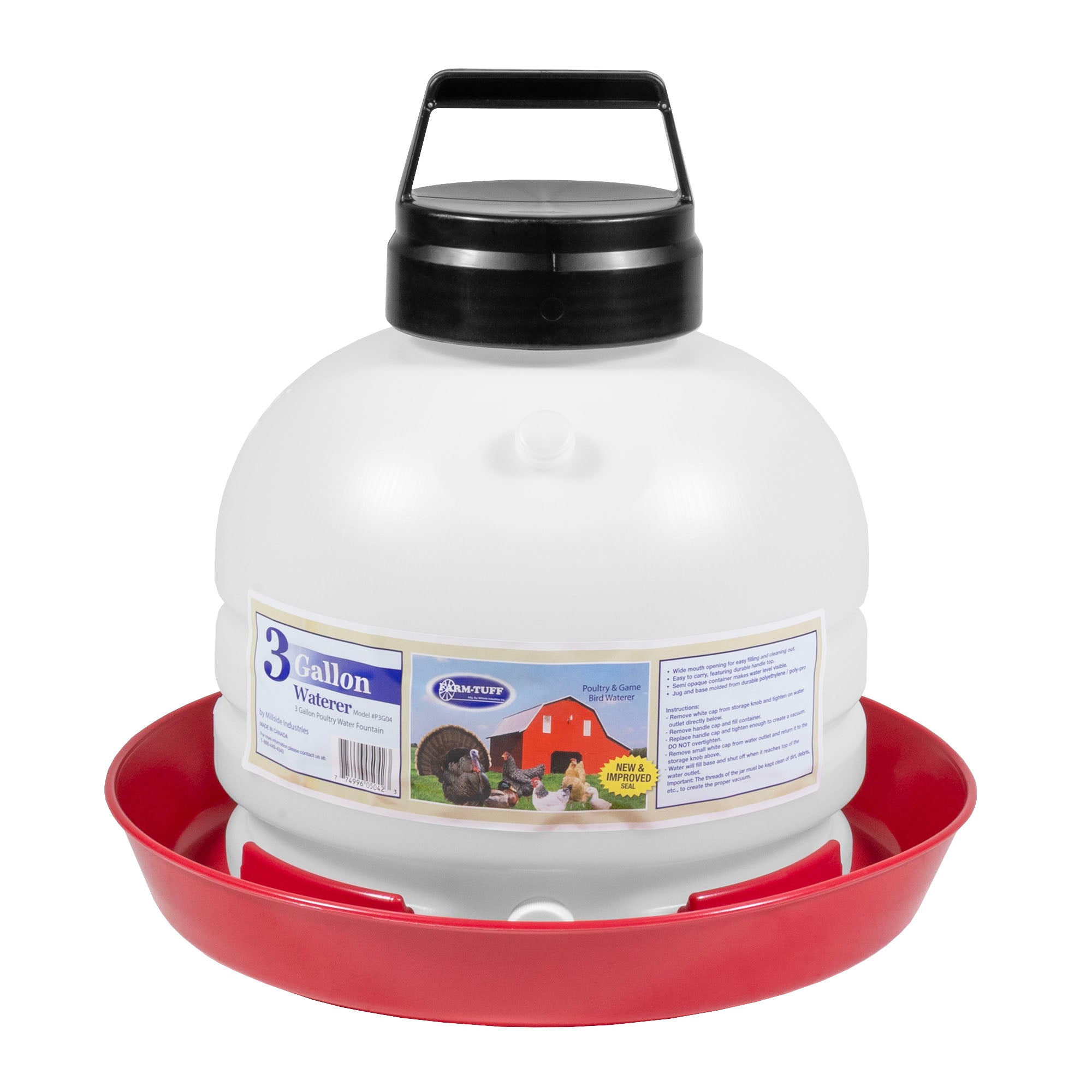 FARM-TUFF Durable Top Fill Hanging Plastic Automatic Poultry and Game Bird Fountain Waterer for Chickens