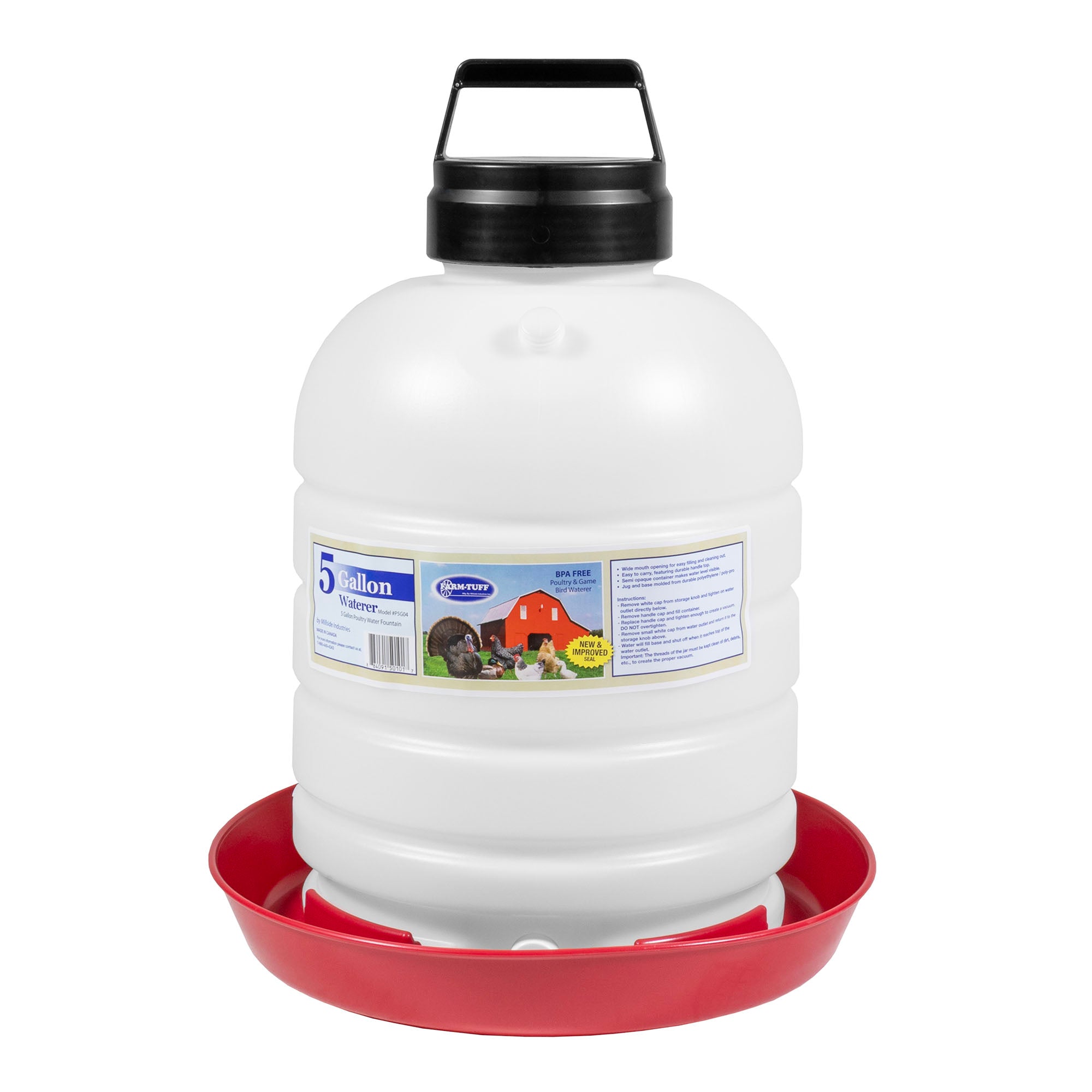 FARM-TUFF Durable Top Fill Hanging Plastic Automatic Poultry and Game Bird Fountain Waterer for Chickens