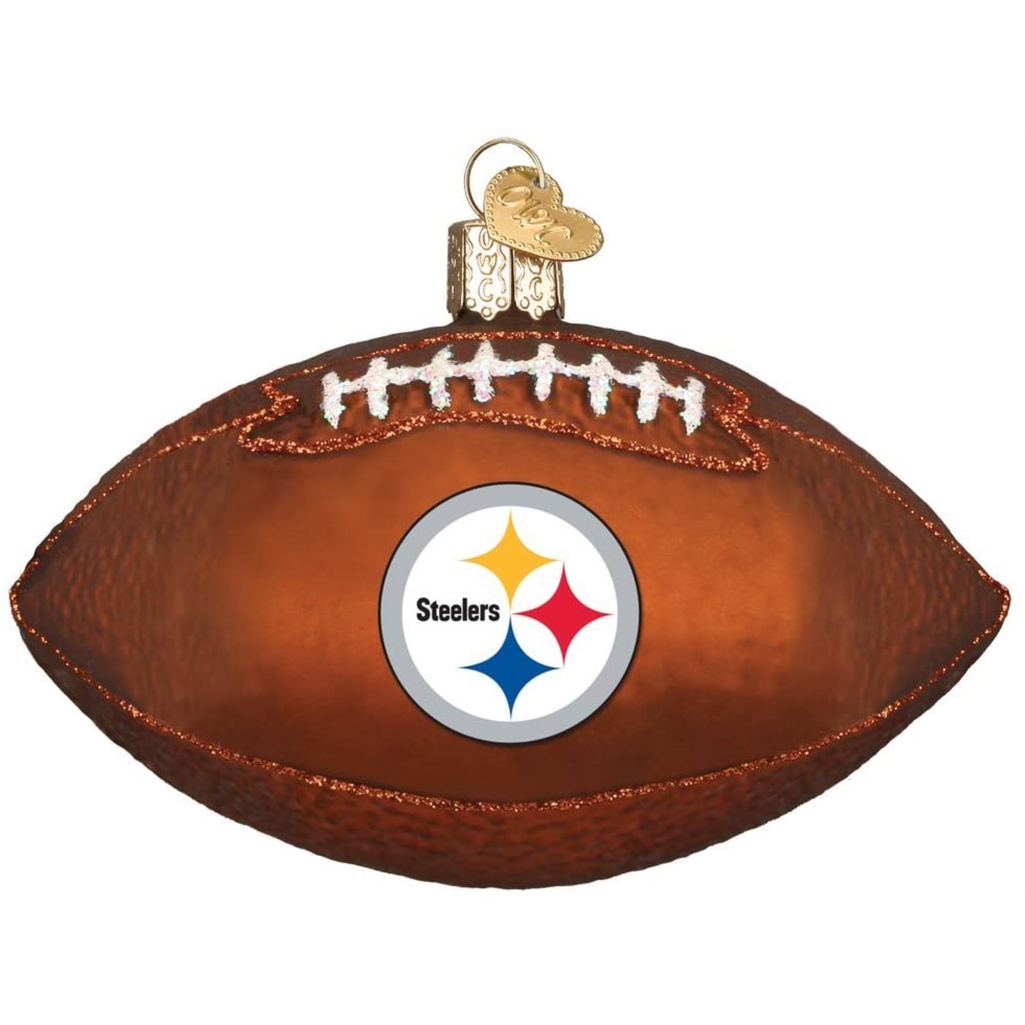 Old World Christmas Blown Glass Ornament for Christmas Tree, Pittsburgh Steelers Football