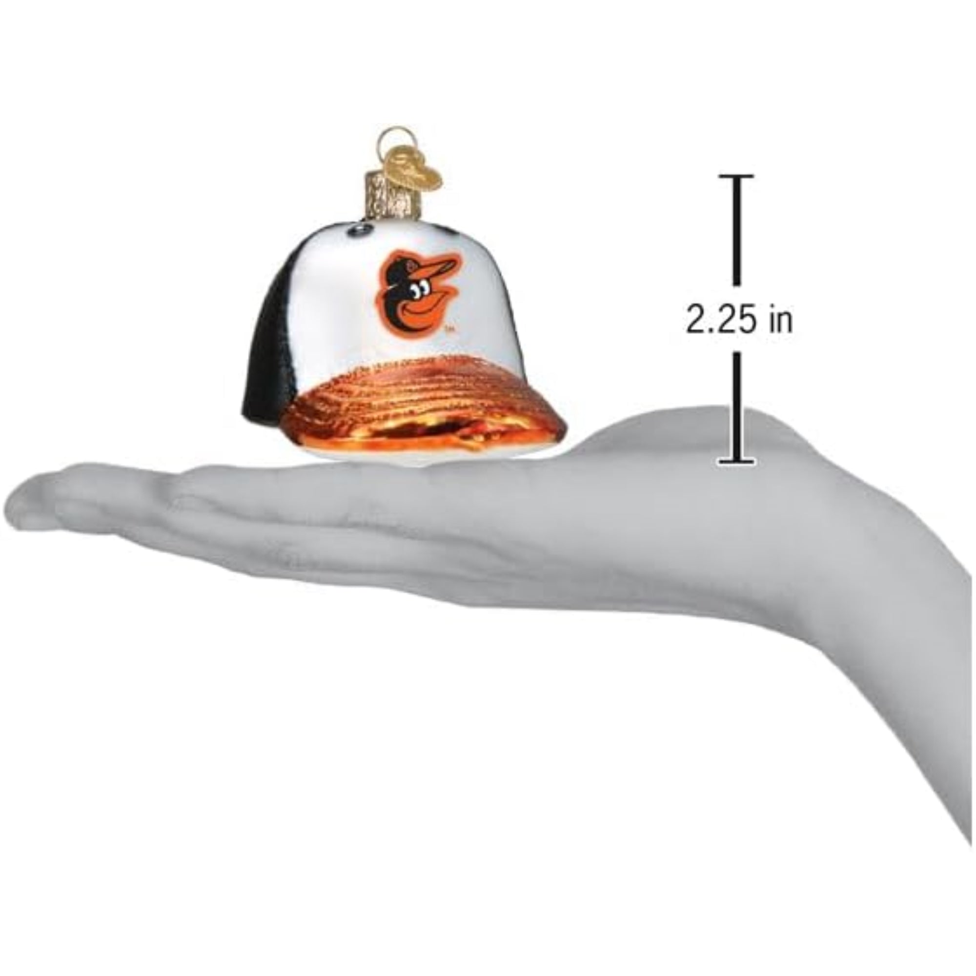 Old World Christmas Blown Glass Ornament for Christmas Tree, Baltimore Orioles Baseball Cap (with OWC Gift Box)