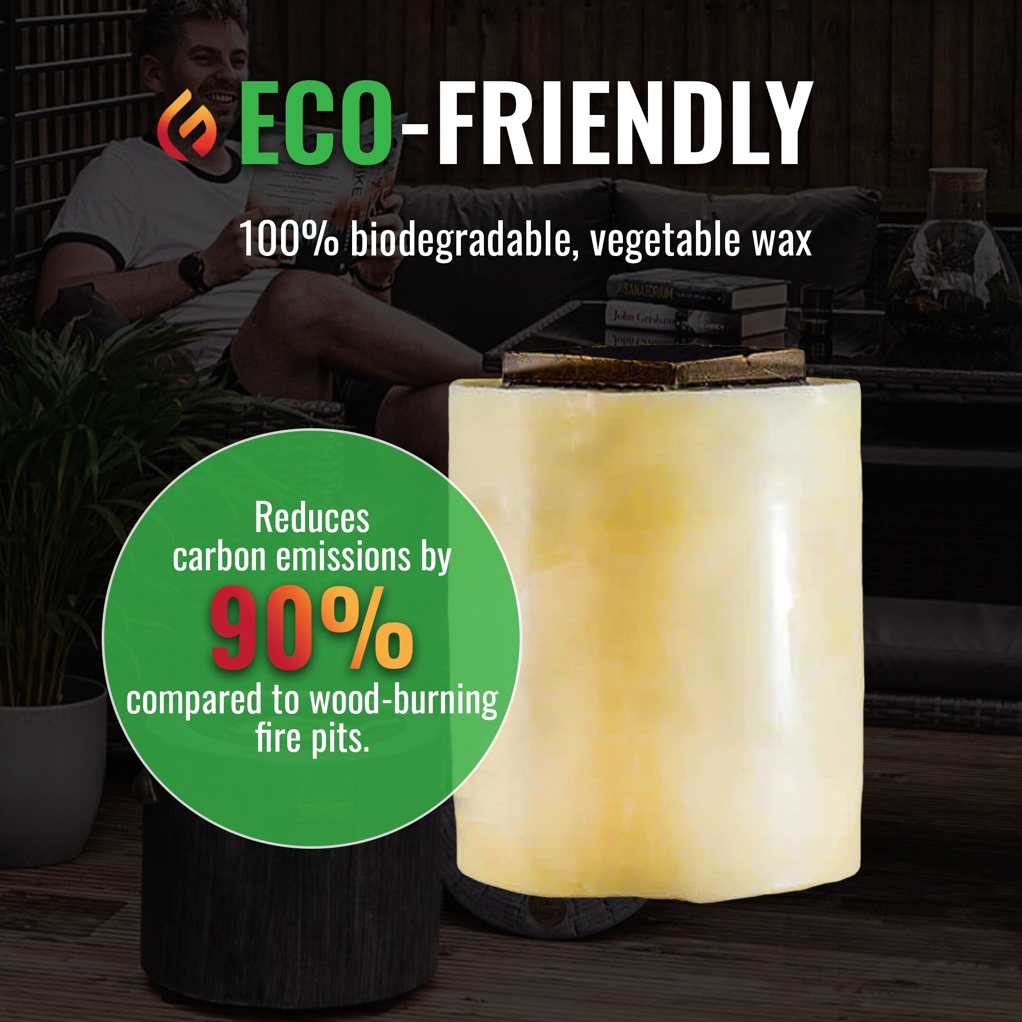 Eco Fuego Wax Refill, 2 x 8-Hour Burns for El Fuego Fire Pit, 100% Biodegradable Vegetable Wax, Efficient Smokeless Fuel, Sustainably Warm (Pack of 2)