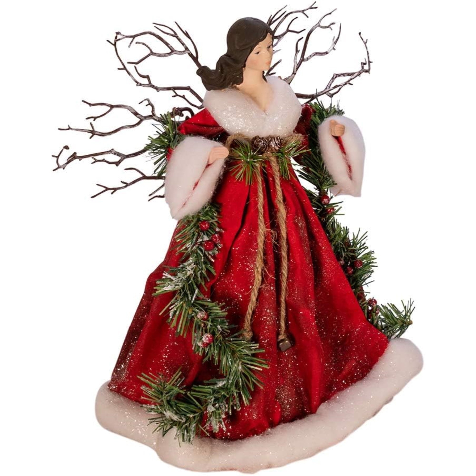 Kurt Adler Fabric Mache Angel Christmas Tree Topper, 14in