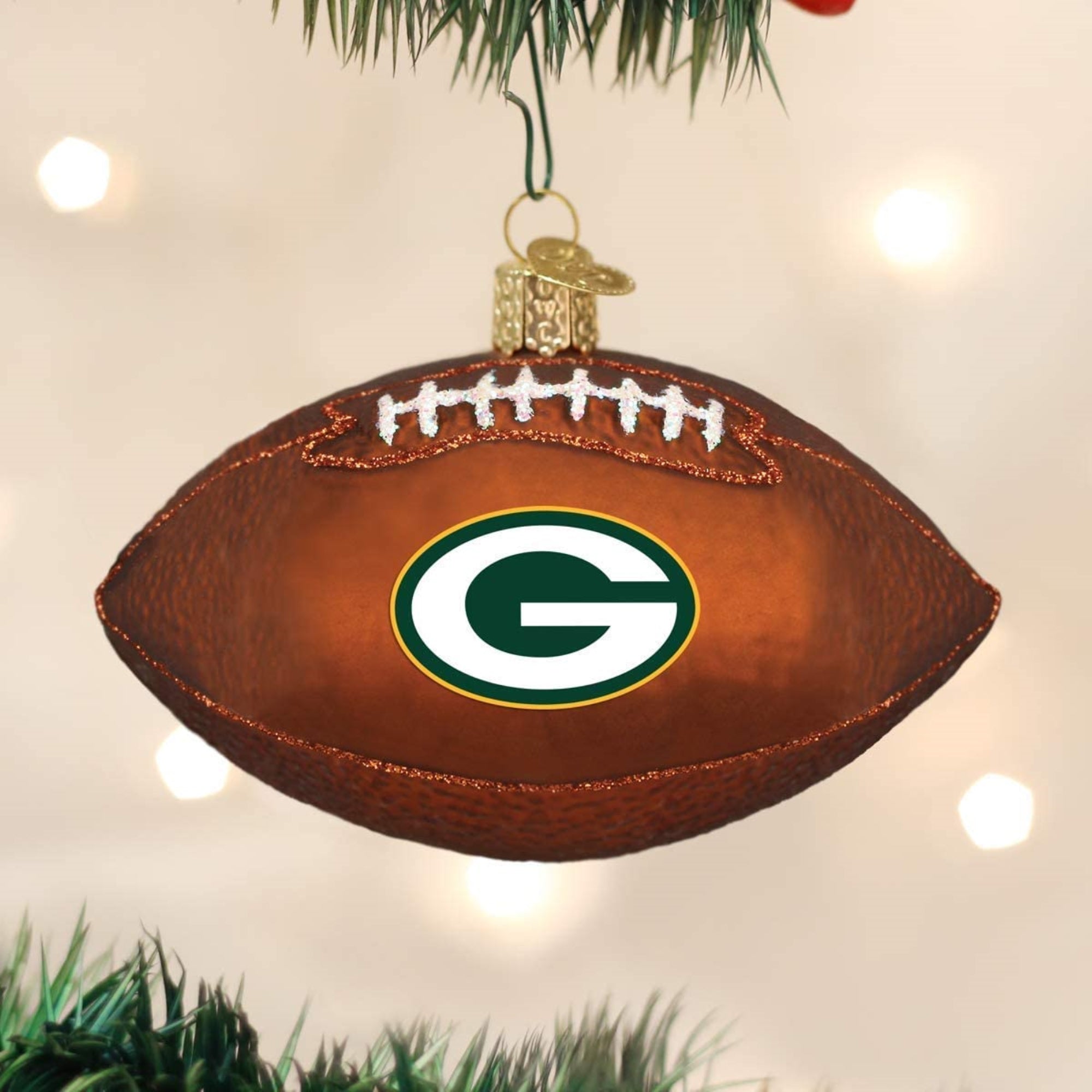 Old World Christmas Blown Glass Ornament for Christmas Tree, Green Bay Packers Football