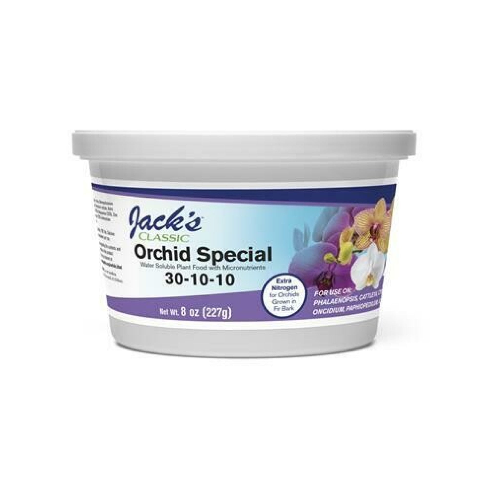 Jack's Classic 30-10-10 Orchid Special Water-Soluble Fertilizer with Micronutrients and Extra Nitrogen for Orchids, Turfs, and Ornamental Grasses, 8oz