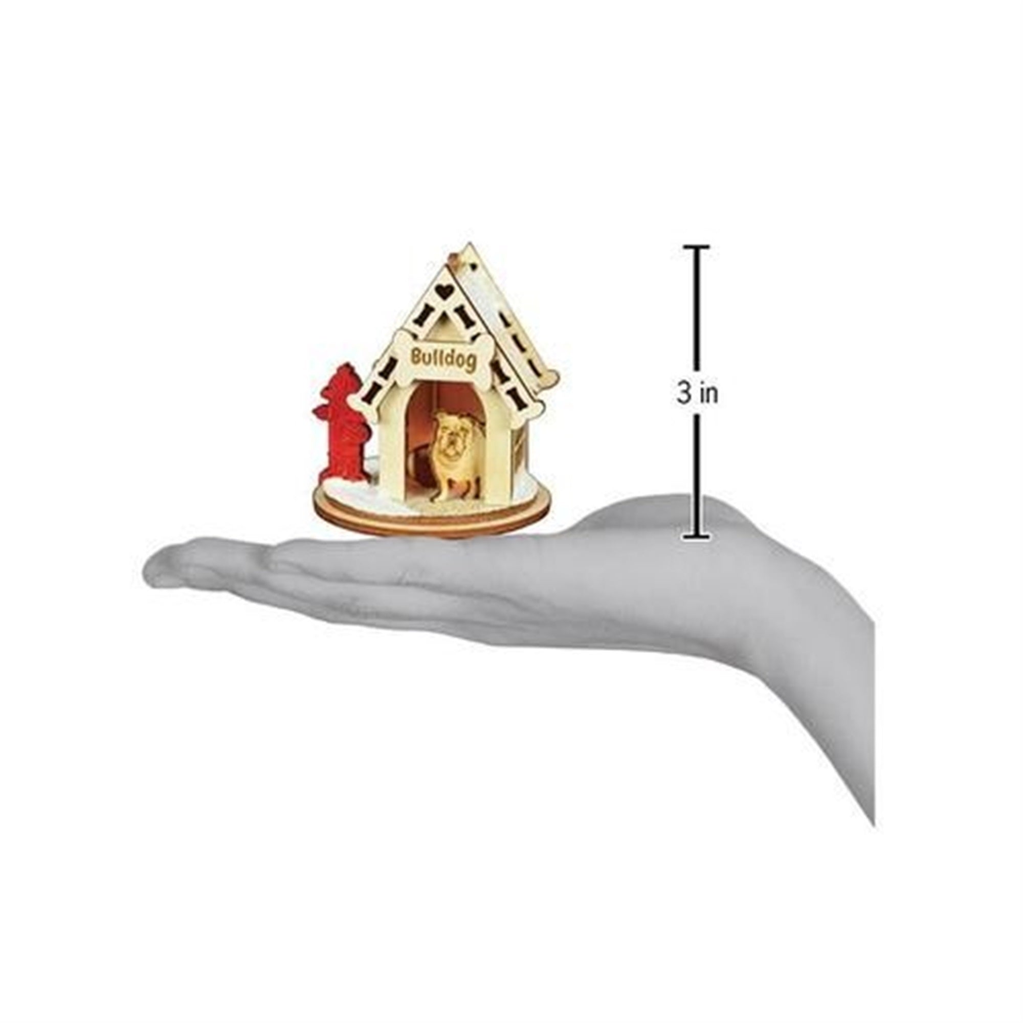 Old World Christmas K-9 Cottage Wooden Doghouse Ornament for Christmas Tree, Bulldog