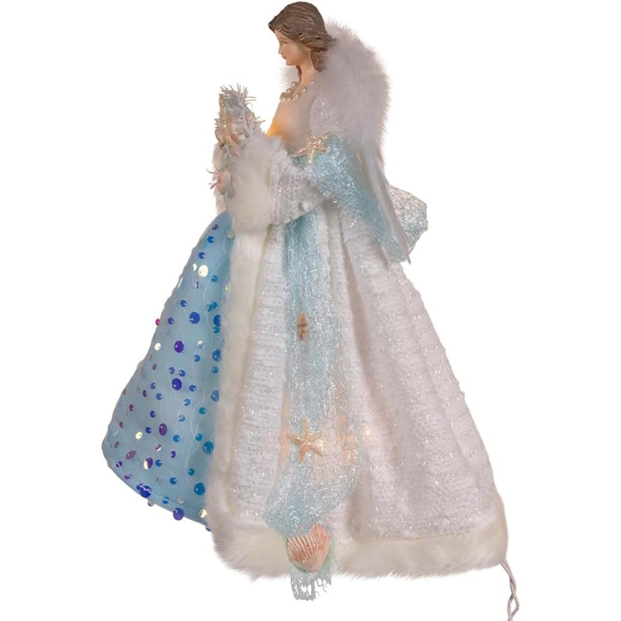 Kurt Adler UL 10-Light Treetop, Coastal Beach Angel, 14"