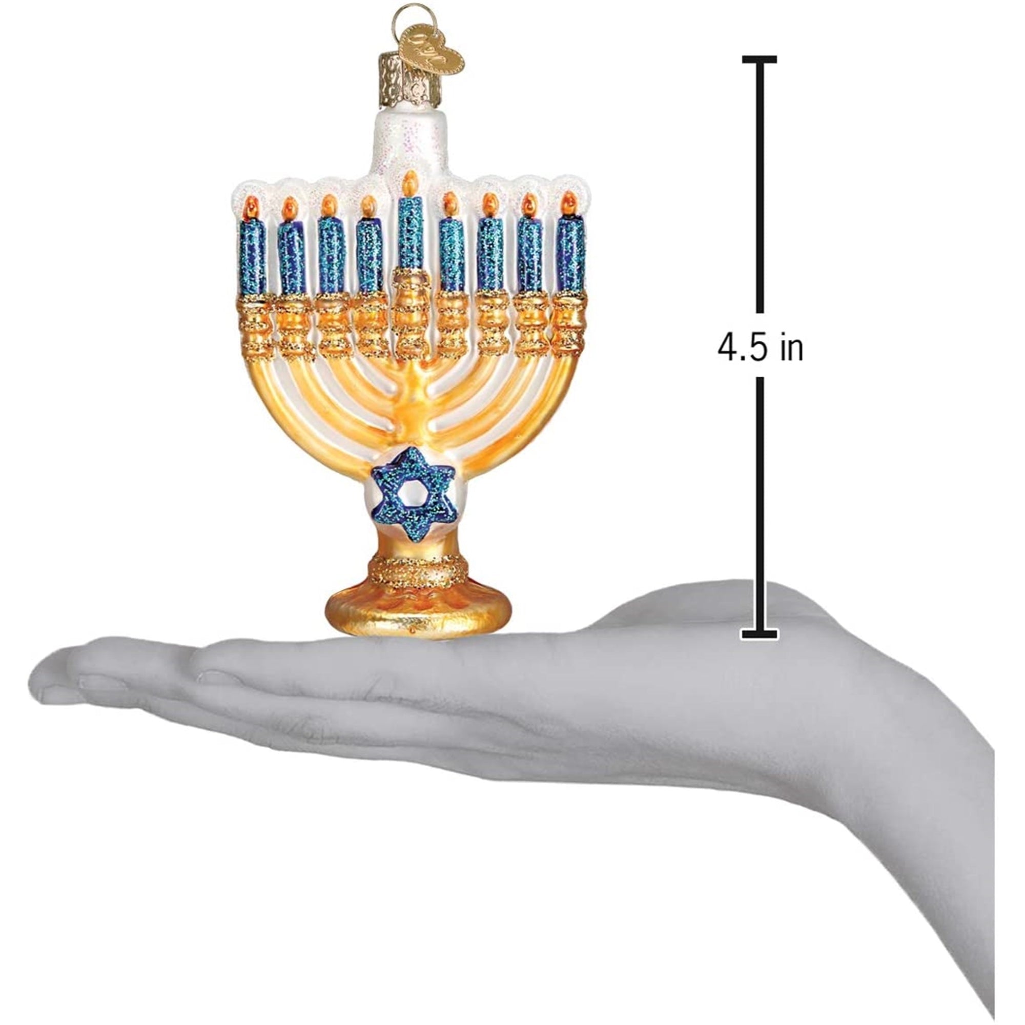 Old World Christmas Blown Glass Ornament for Christmas Tree, Hanukkah Menorah