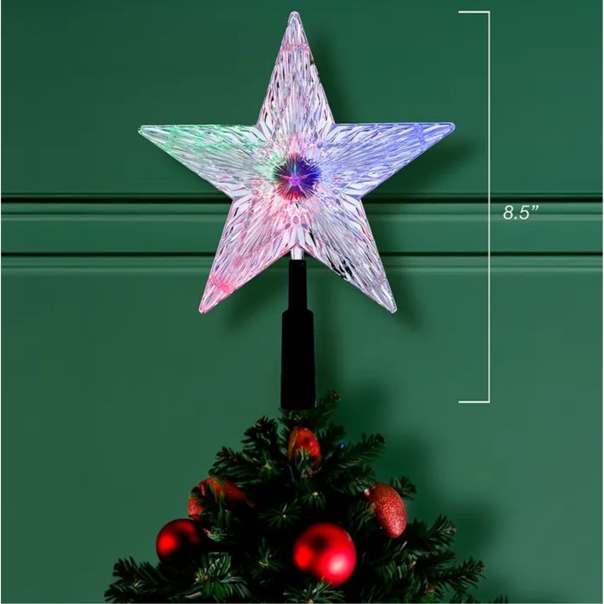 Kurt Adler LED Color-Changing Light Star Christmas Treetop, 8.5in