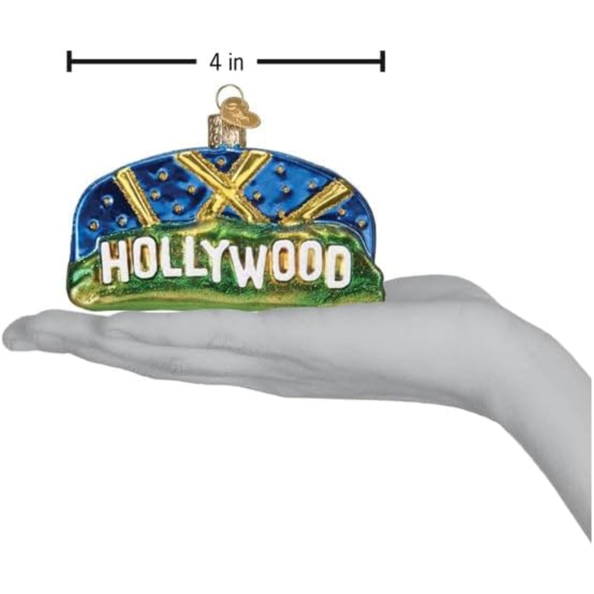 Old World Christmas Blown Glass Ornament for Christmas Tree, Hollywood Sign (with OWC Gift Box)