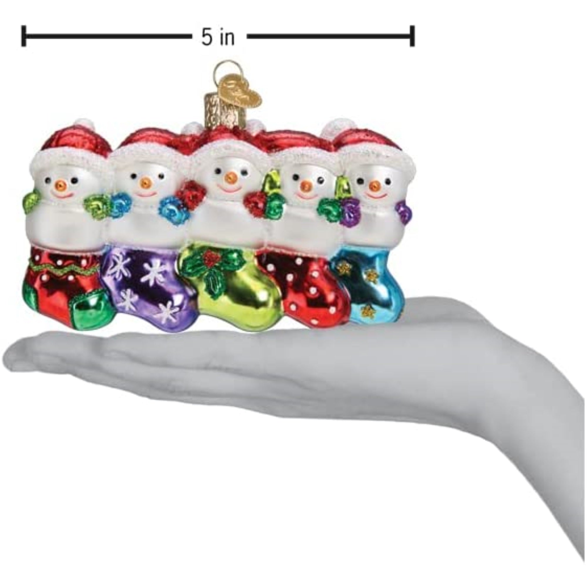 Old World Christmas Blown Glass Ornament for Christmas Tree, Snow Family of 5