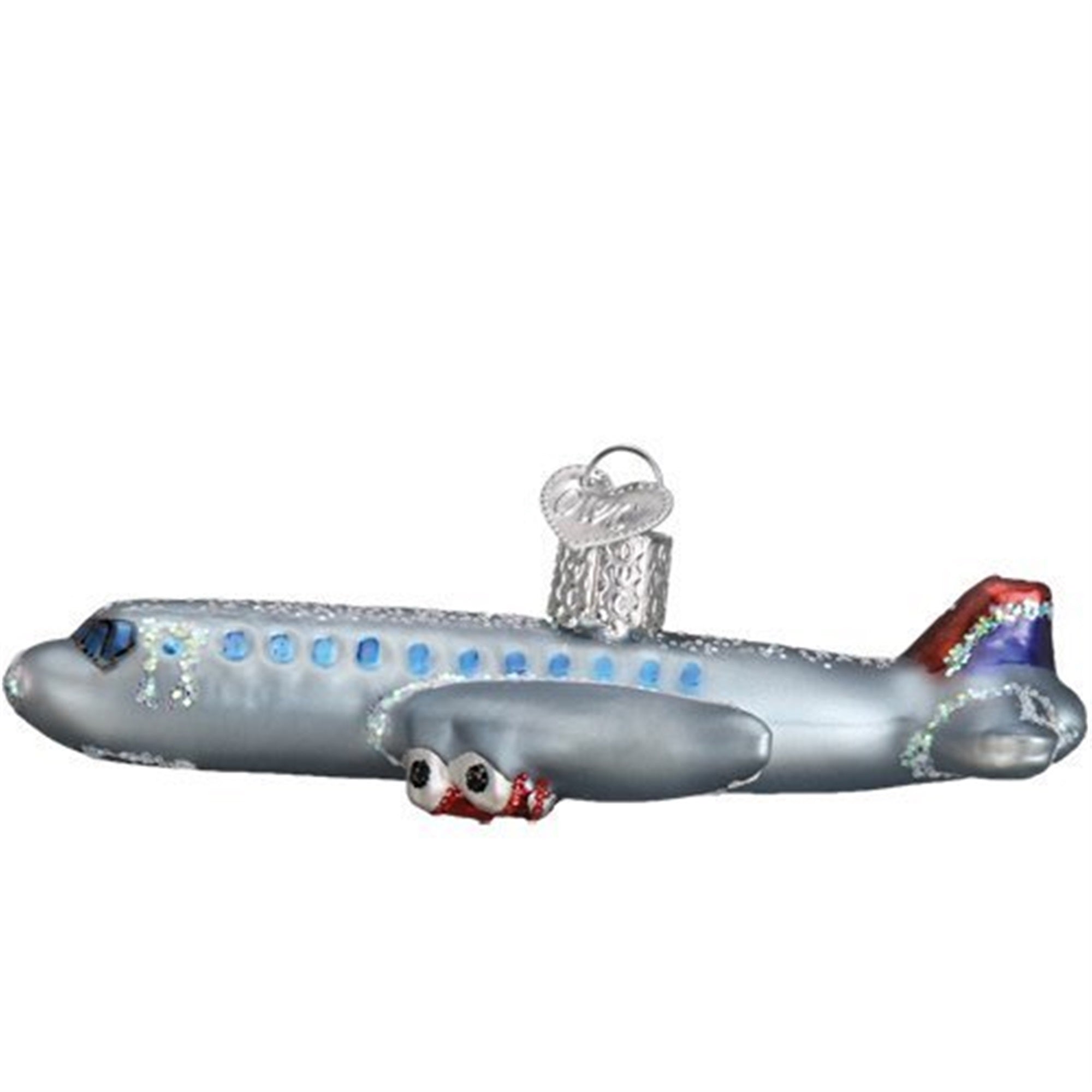 Old World Christmas Blown Glass Ornament for Christmas Tree, Airplane