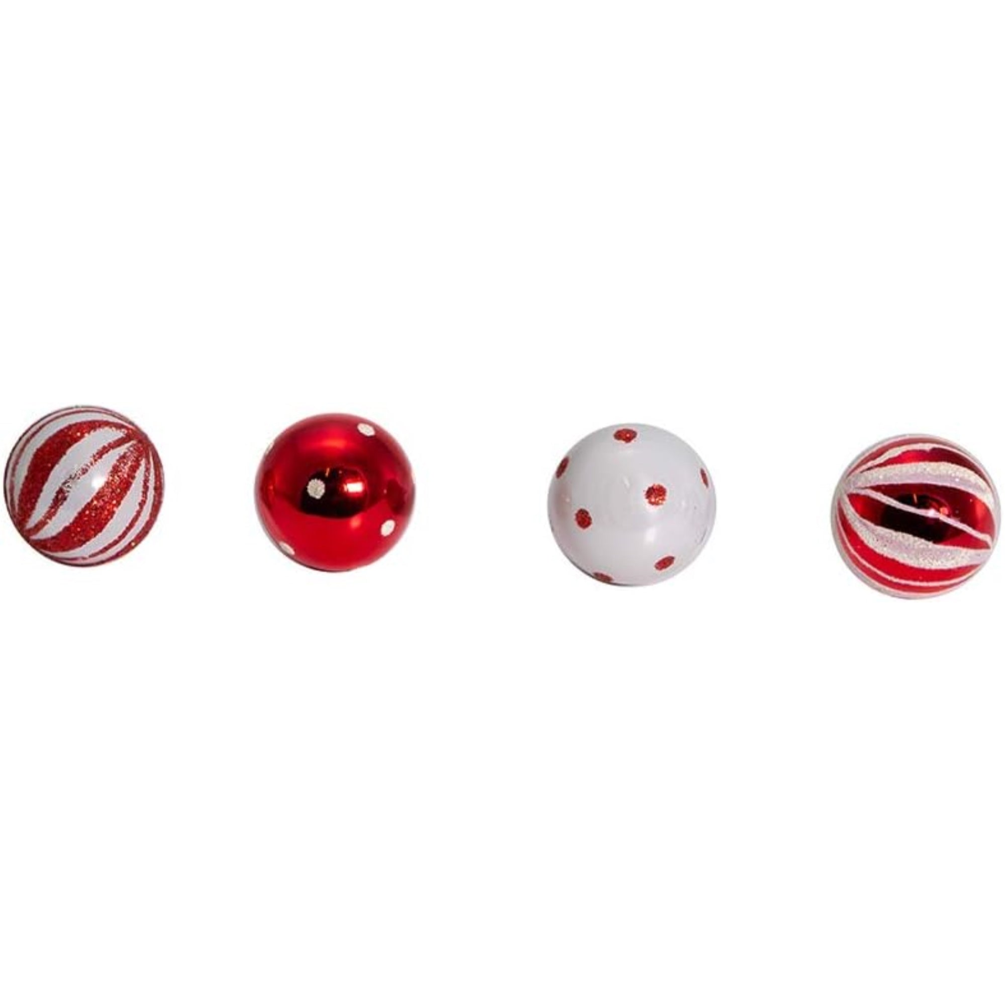 Kurt Adler Miniature Glass Ball Ornament Set, Red and White, 1" (12-Count)