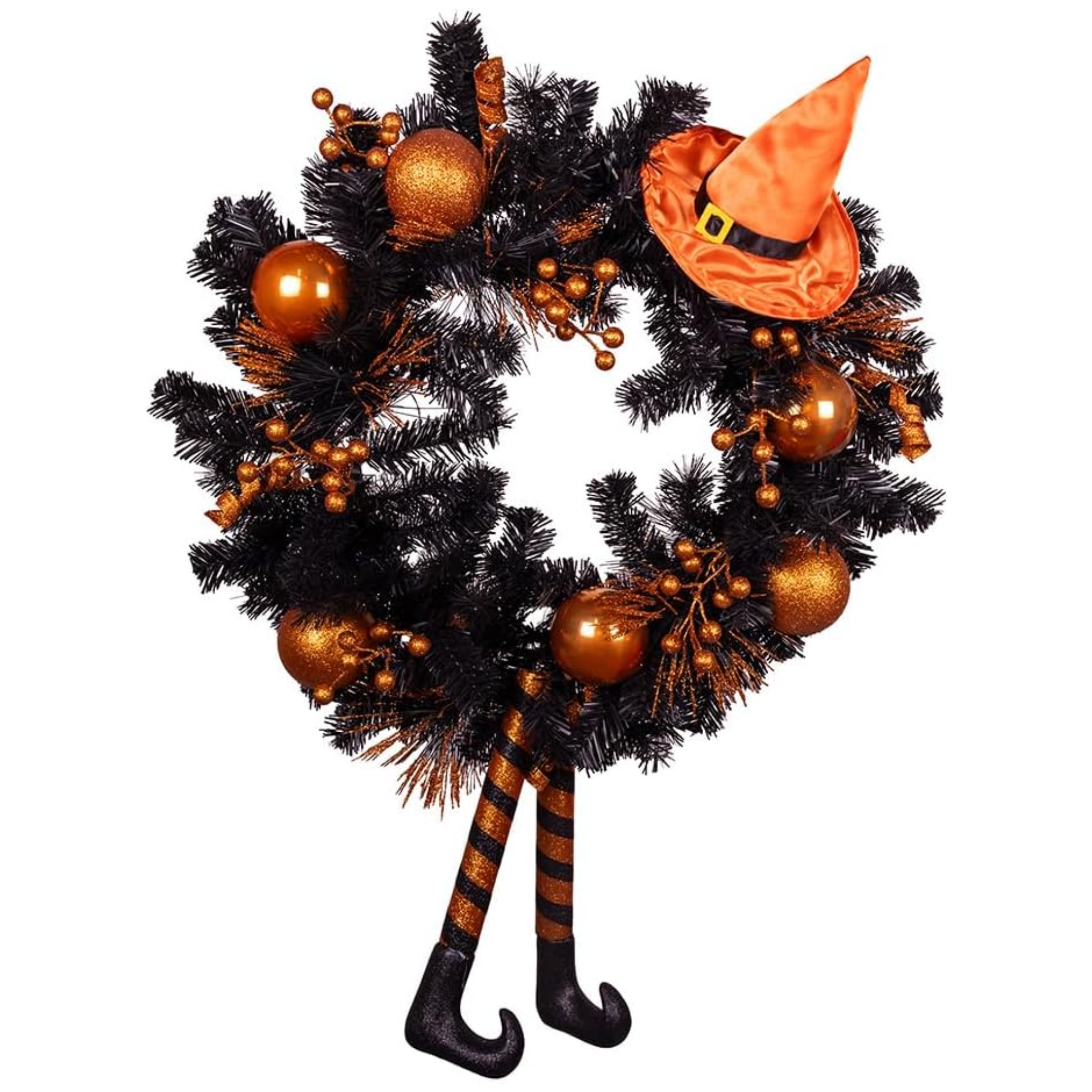 Kurt Adler Un-Lit Halloween Wreath, Orange & Black, 33in