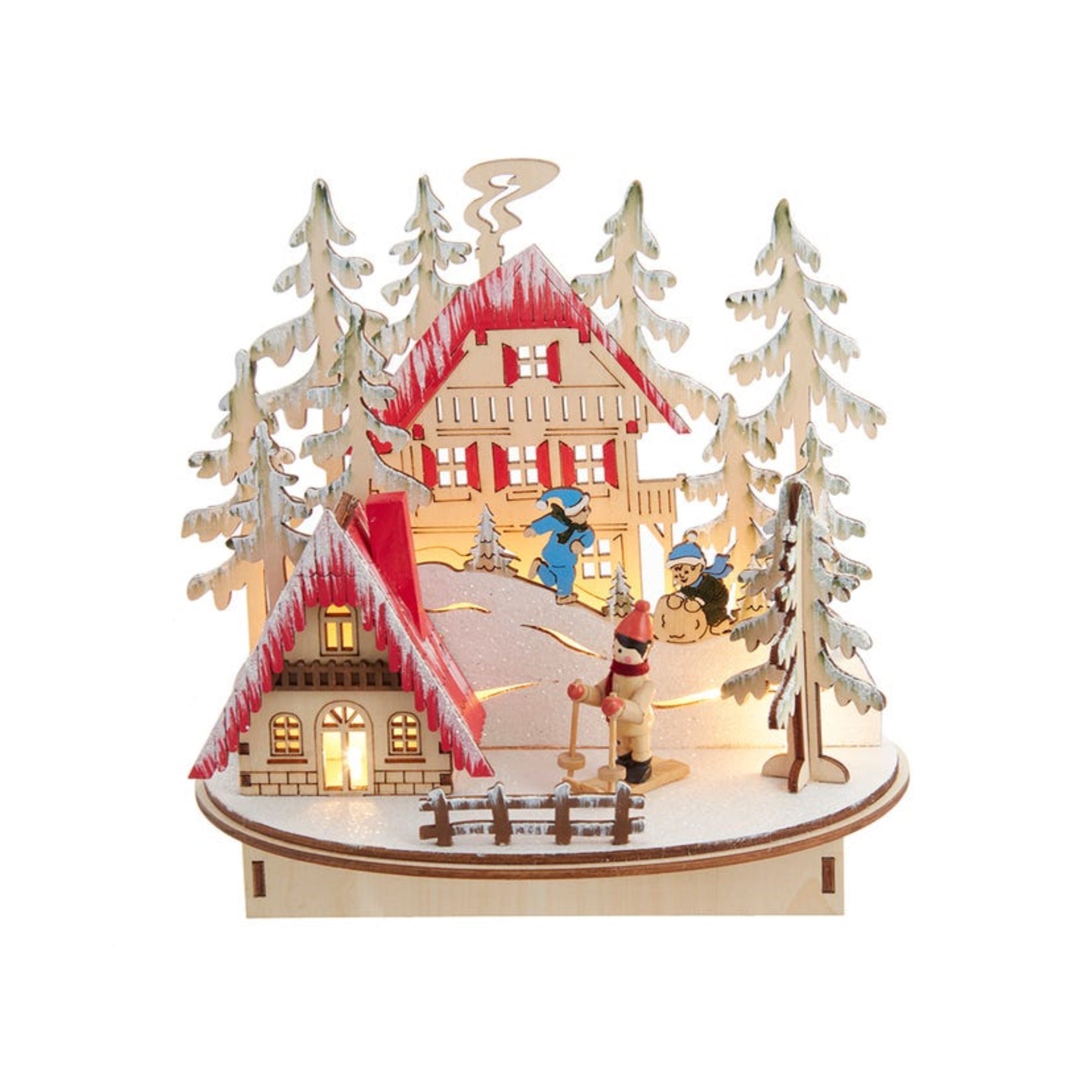 Kurt Adler Battery-Operated Light-Up LED Wooden Ski Resort Village