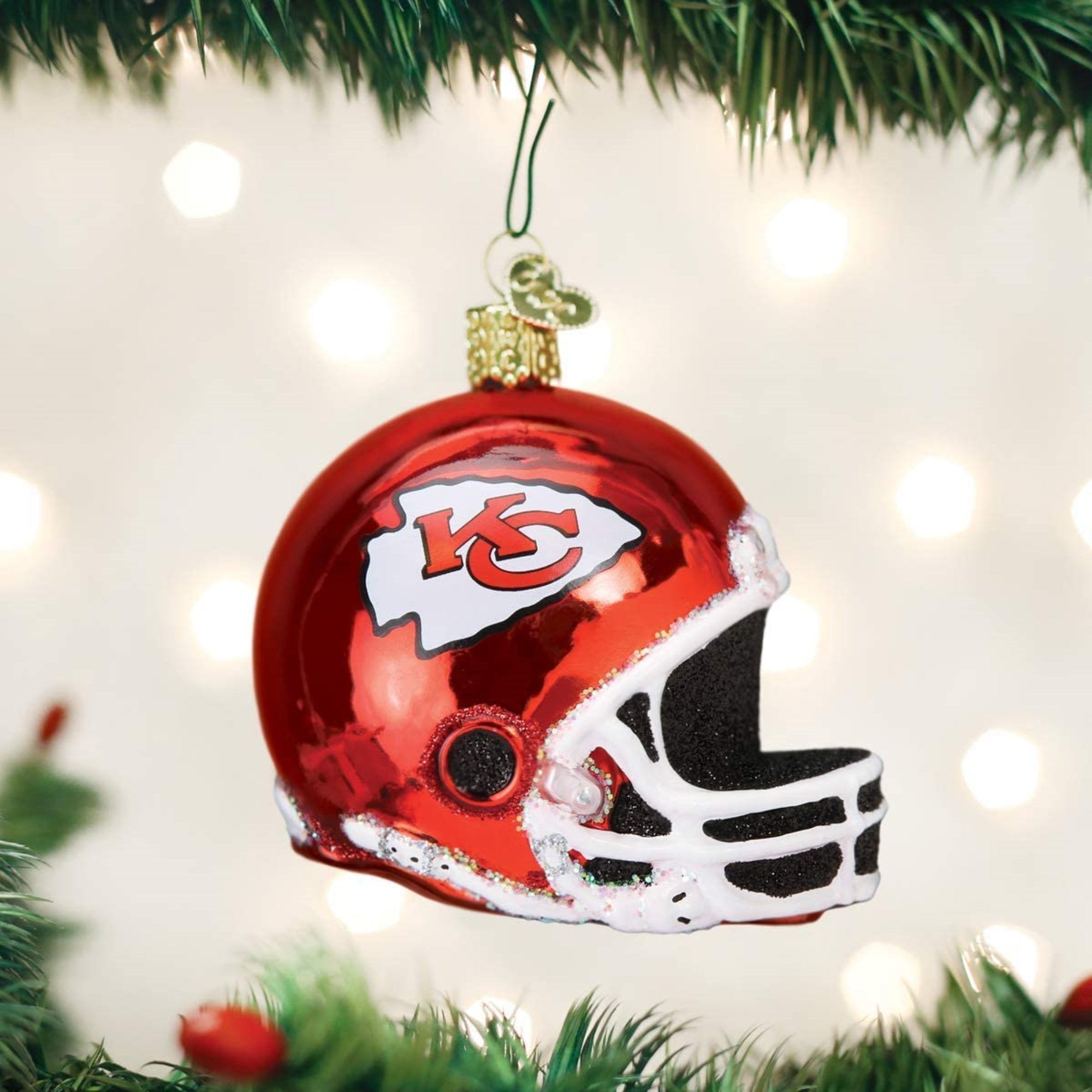 Old World Christmas Blown Glass Ornament for Christmas Tree, Kansas City Chiefs Helmet