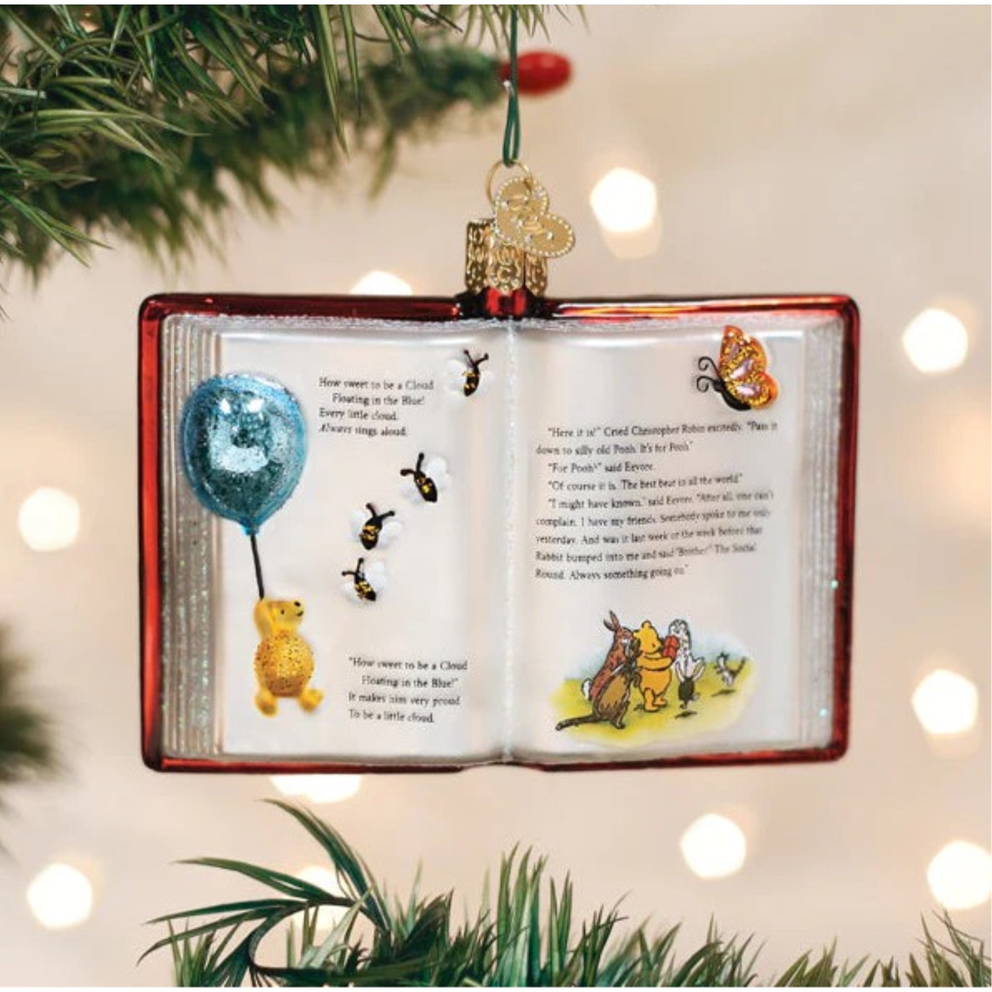 Old World Christmas Blown Glass Ornament for Christmas Tree, Winnie-The-Pooh Book