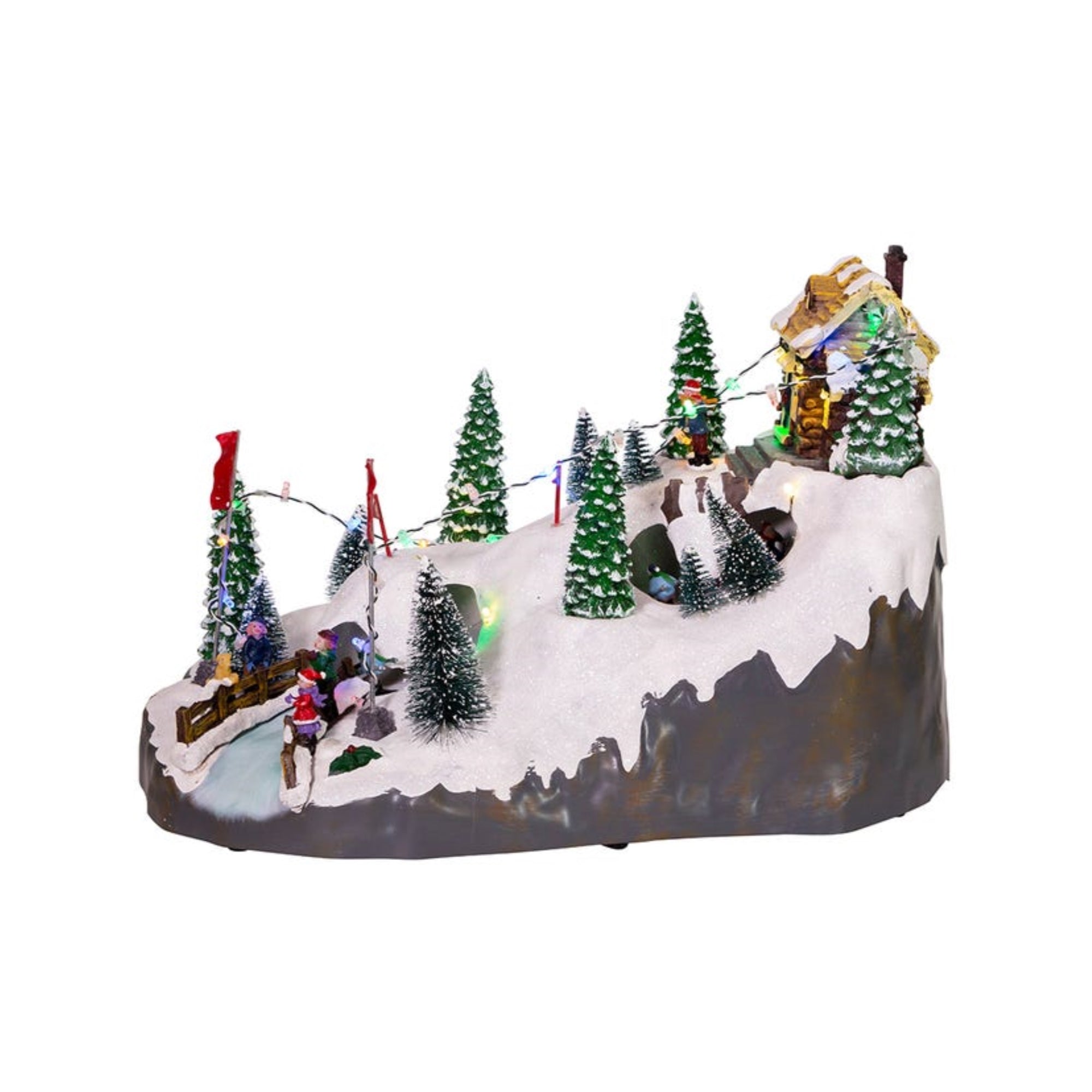 Kurt Adler Battery-Operated LED Musical Skiing Village Table Piece