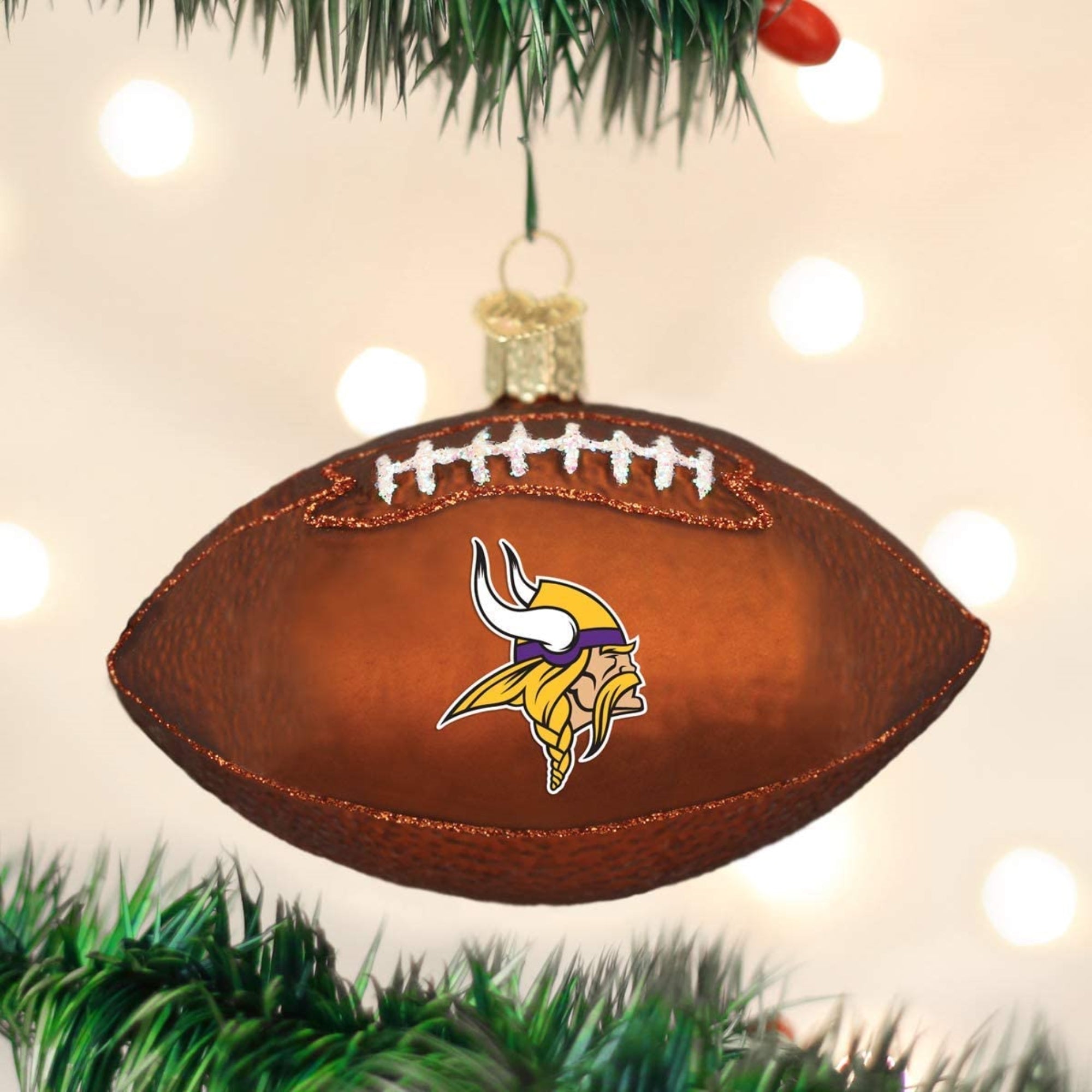 Old World Christmas Blown Glass Ornament for Christmas Tree, Minnesota Vikings Football