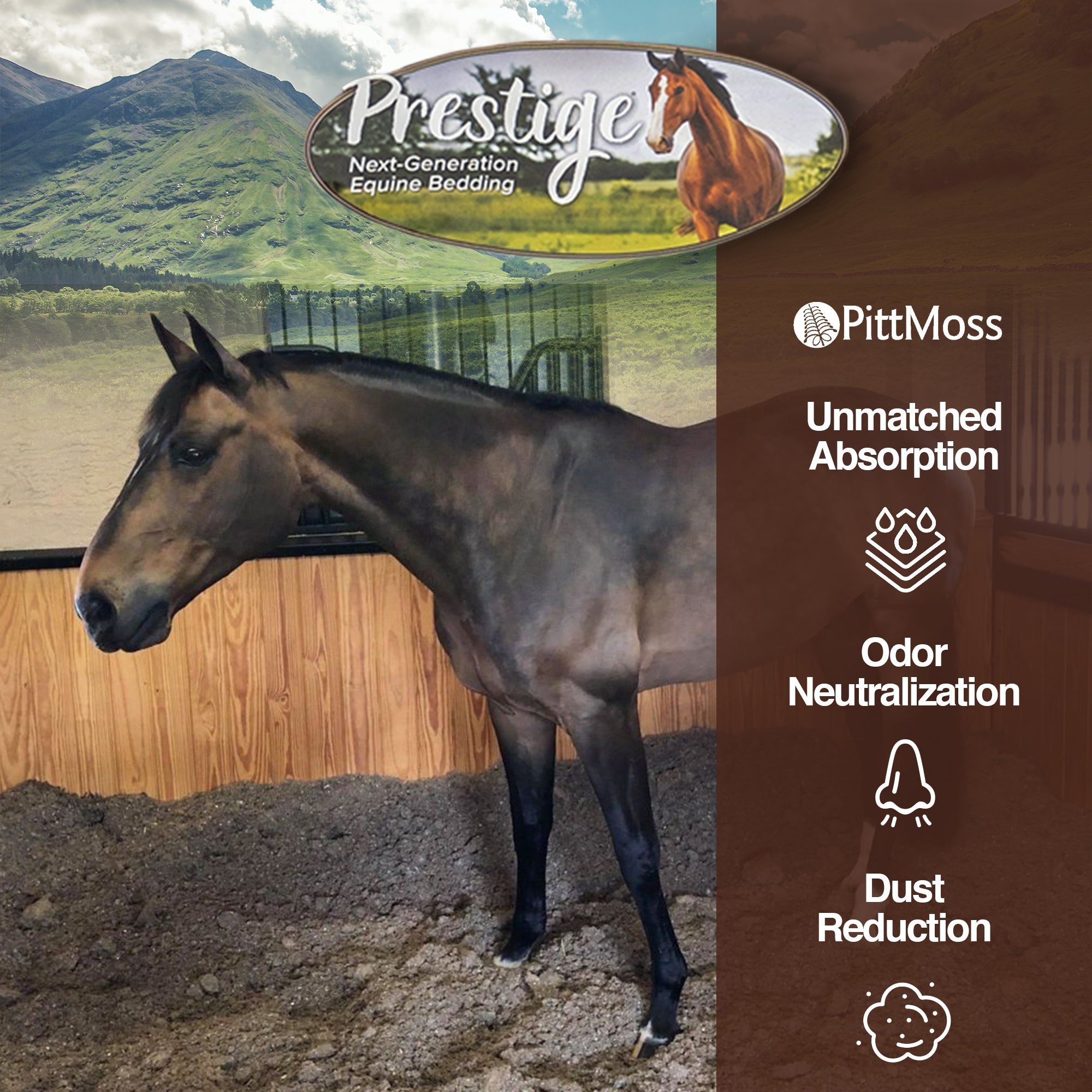 PittMoss Prestige Equine Organic Lightweight Next Generation Horse Bedding, 4 cu ft