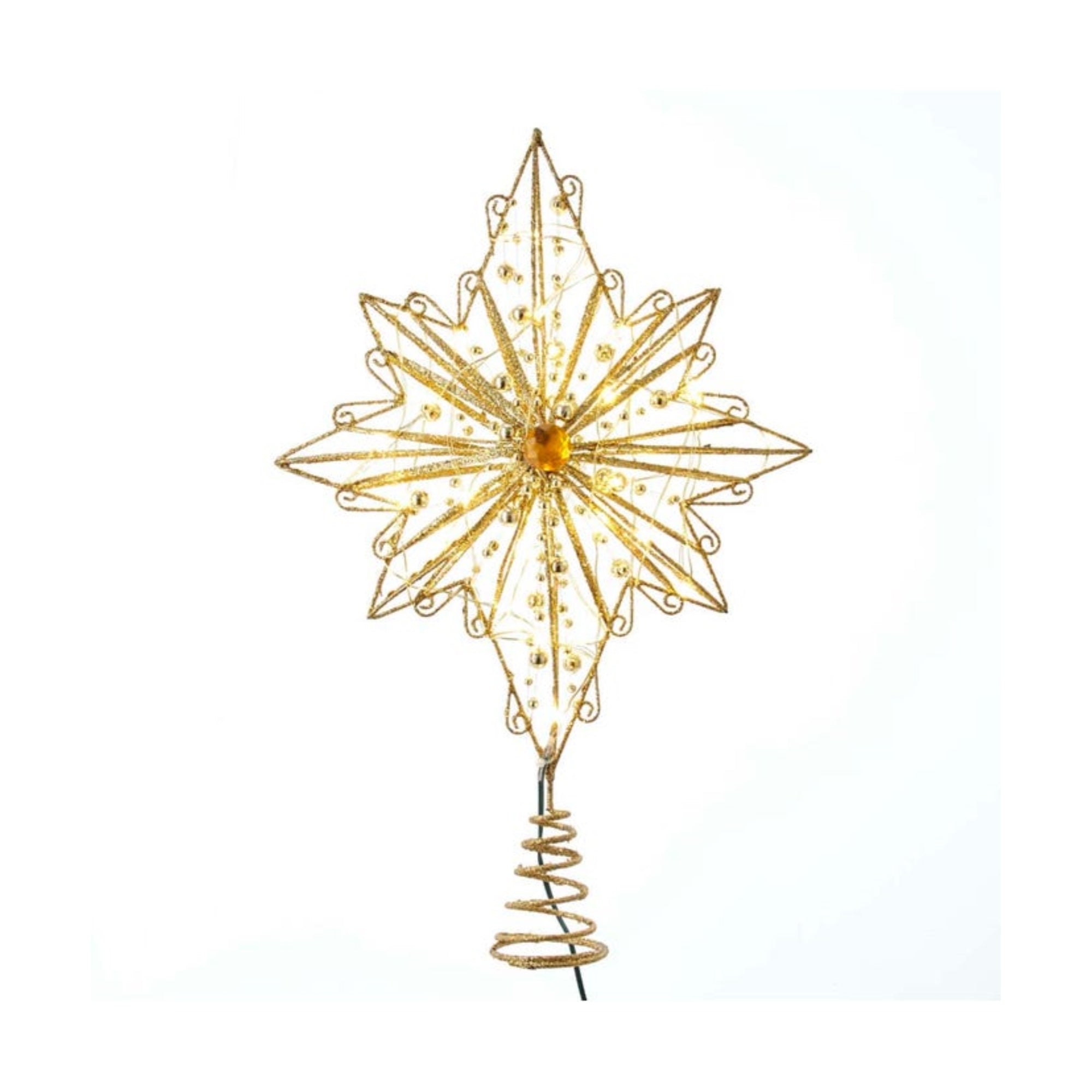 Kurt Adler 30-Light Warm White Fairy LED Treetop Star, Gold, 15.5"