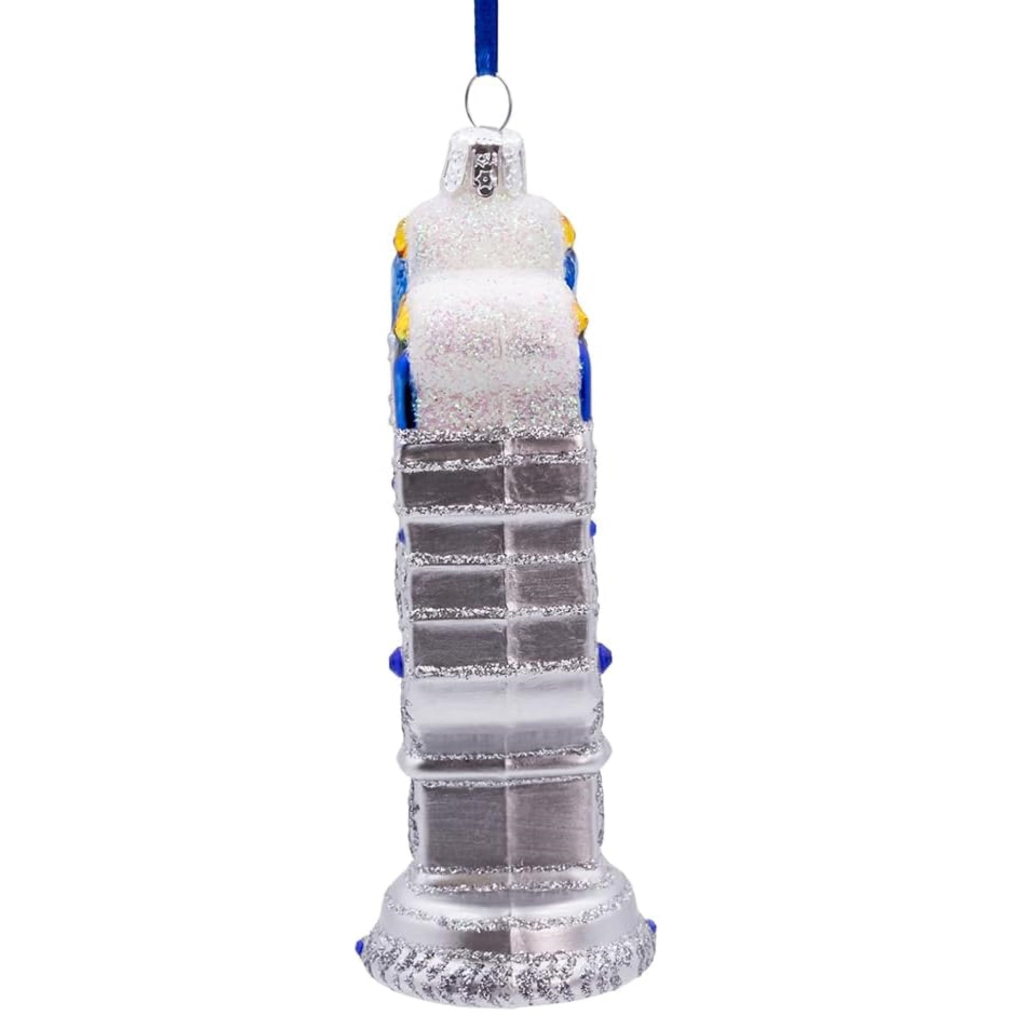 Kurt Adler Nobel Gems Collection Glass Christmas Ornament, New Hanukkah Menorah