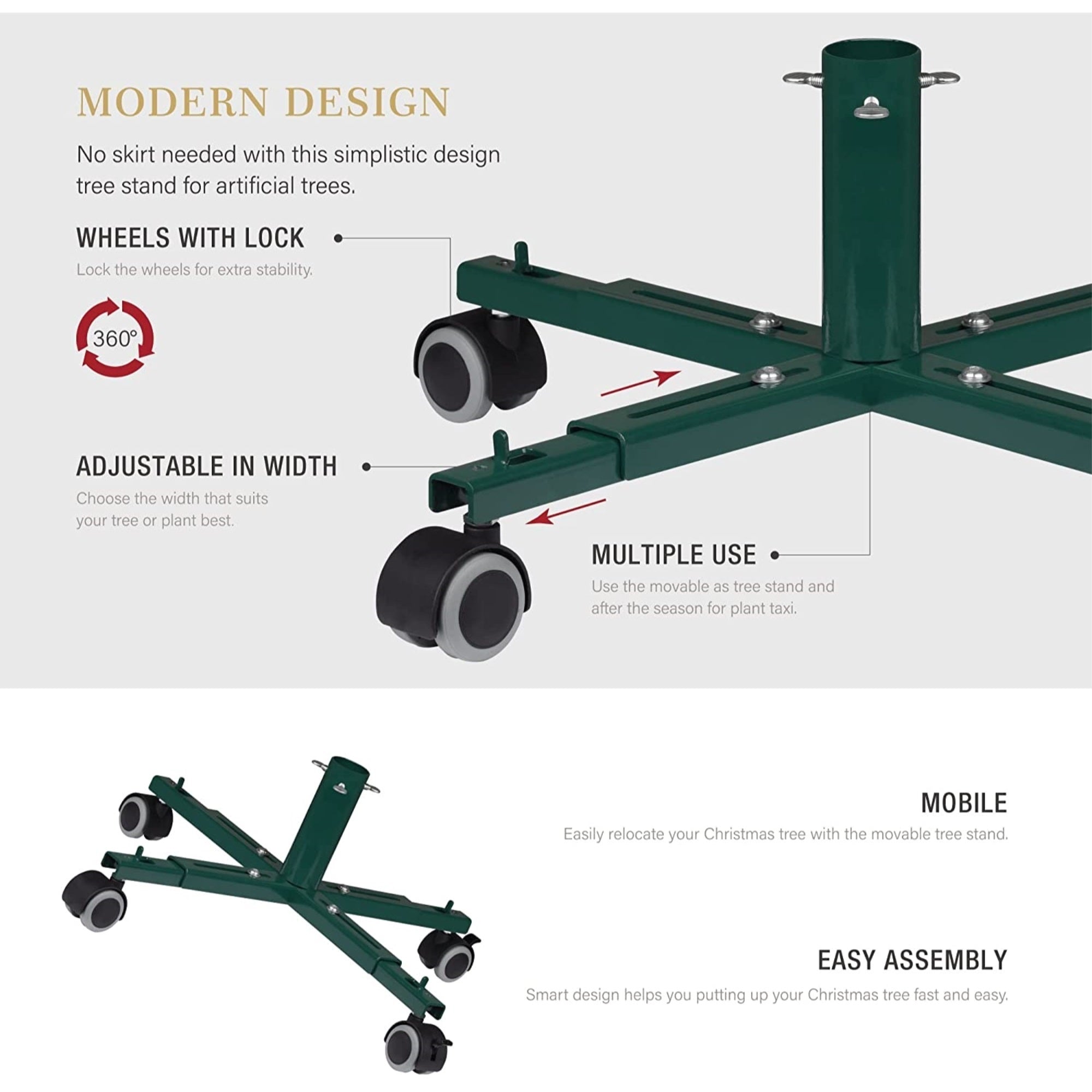 Tree Nest Movable and Adjustable Christmas Tree Stand Base Holder for Artificial Trees