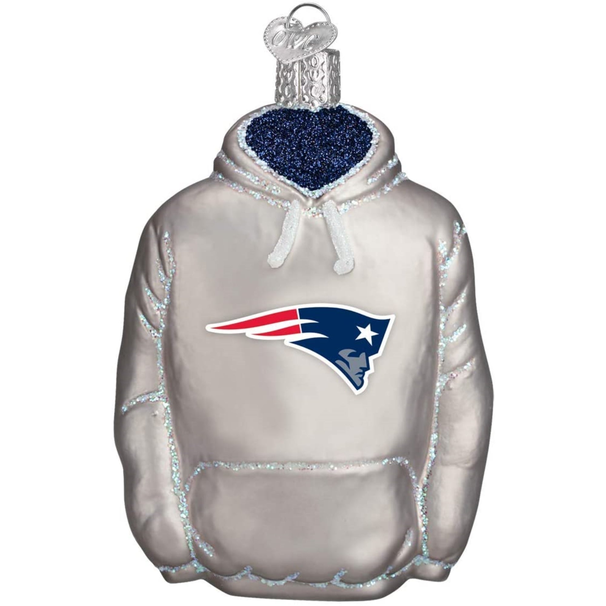 Old World Christmas Blown Glass Ornament for Christmas Tree, New England Patriots Hoodie