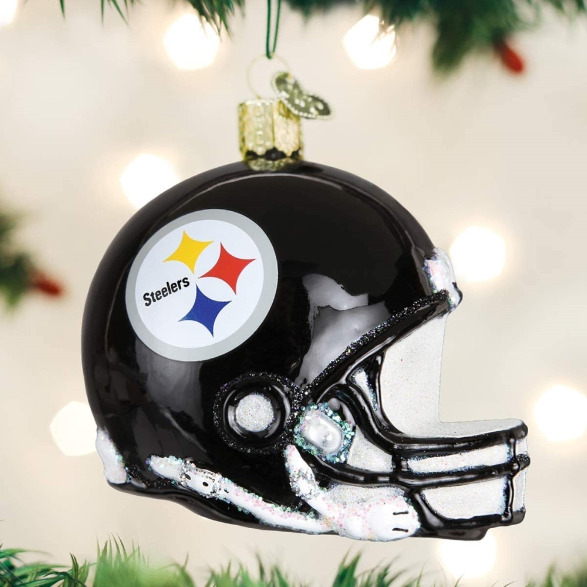 Old World Christmas Blown Glass Ornament for Christmas Tree, Pittsburgh Steelers Helmet