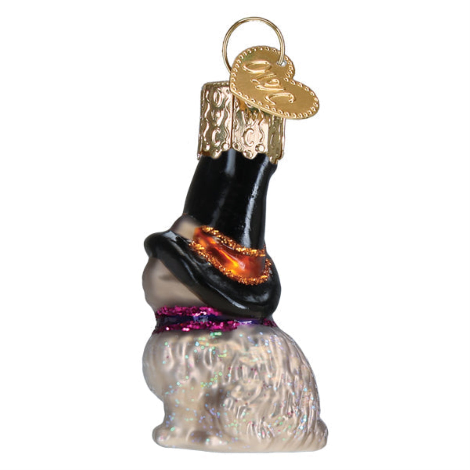 Old World Christmas Blown Glass Hanging Ornament for Halloween, Mini Witch Cat (with OWC Gift Box)