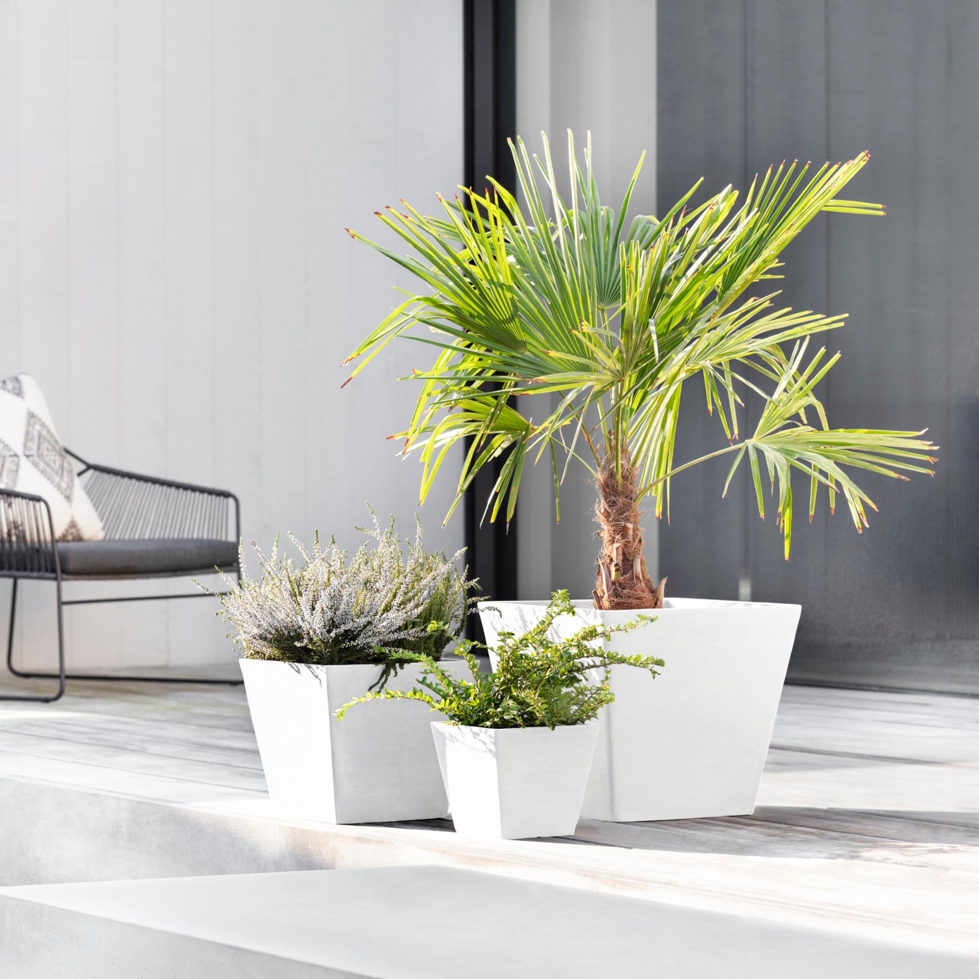 Ecopots Rotterdam Durable Modern Square Indoor/Outdoor Recycled-Based Composite Flower Planter