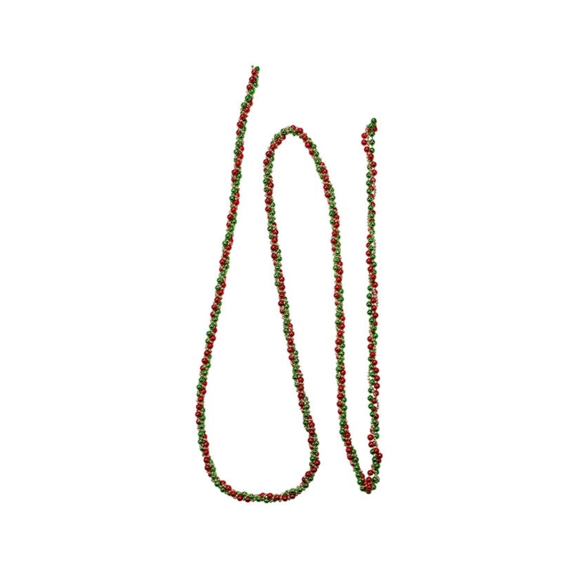 Kurt Adler Plastic Round Bead Garland, Twisted Strand, Red, Green and Gold, 9ft