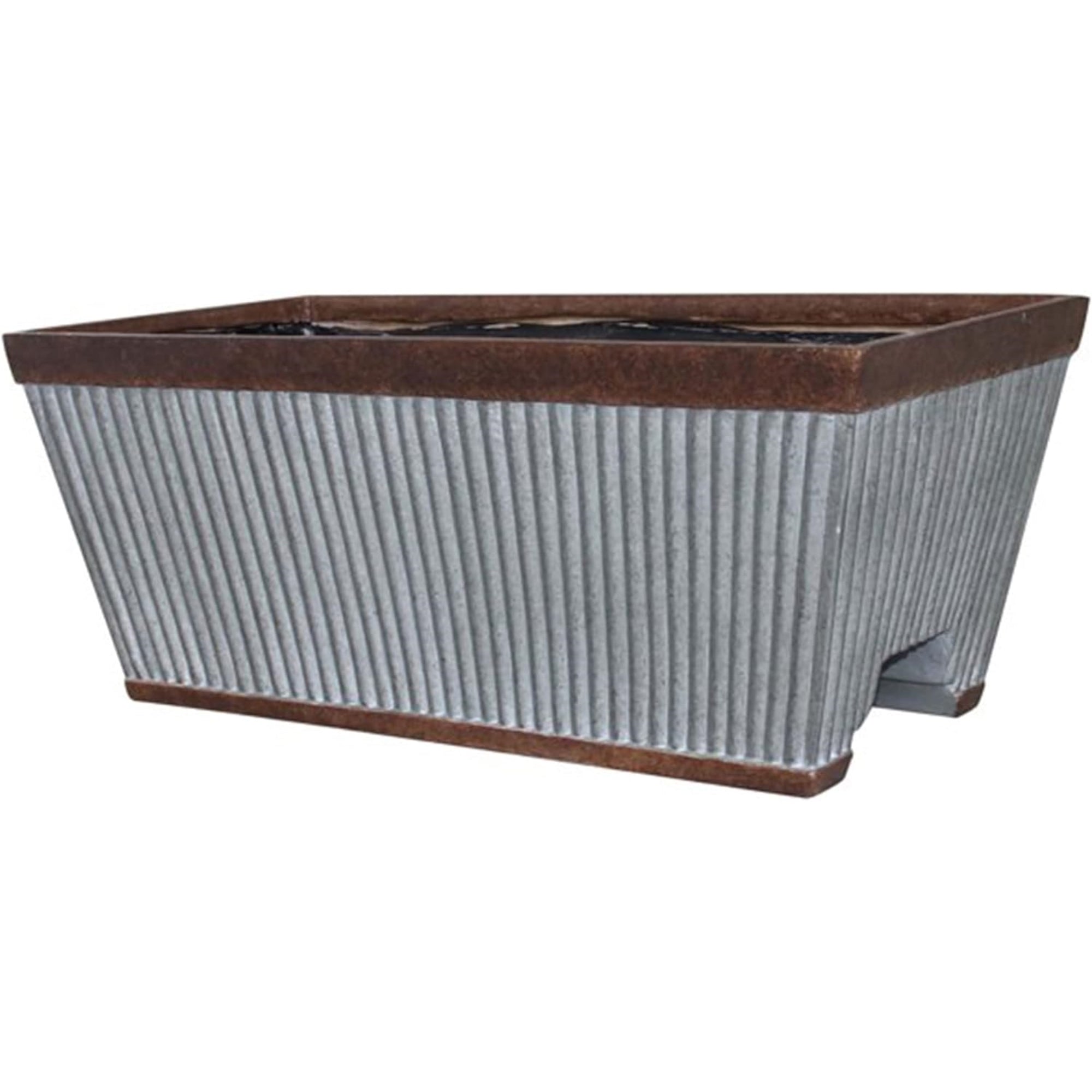 Southern Patio Westlake Deck Rail Resin Flower Planter, Rustic Galvanized and Silver, 24in