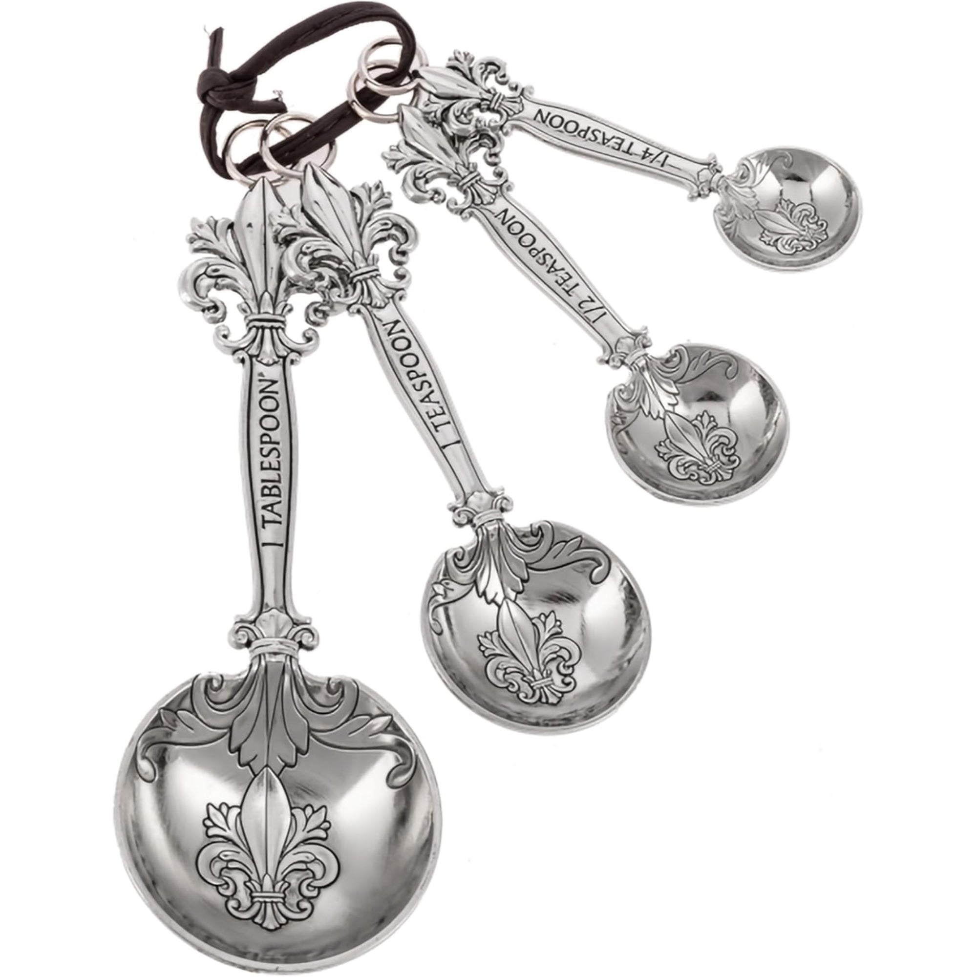 Ganz Zinc Alloy Food Grade Measuring Spoons with Fleur De Lis Embossing