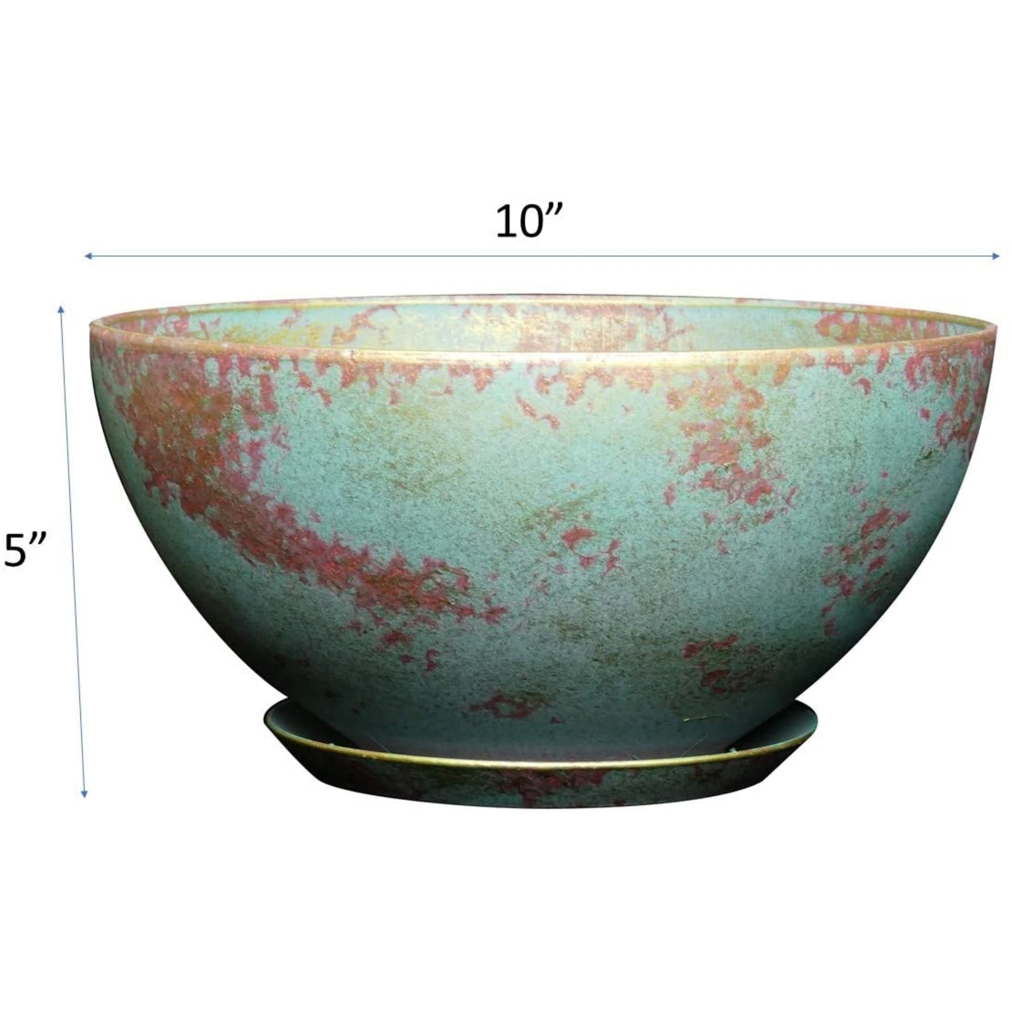 Classic Home and Garden Indoor/Outdoor Round Rosie Flower Pot Planter Bowl, Copper Patina, 10"