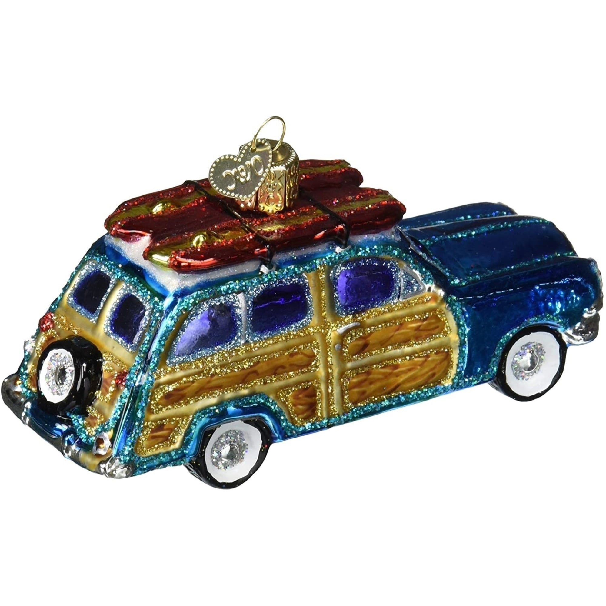 Old World Christmas Blown Glass Ornament for Christmas Tree, Surf's up Wagon