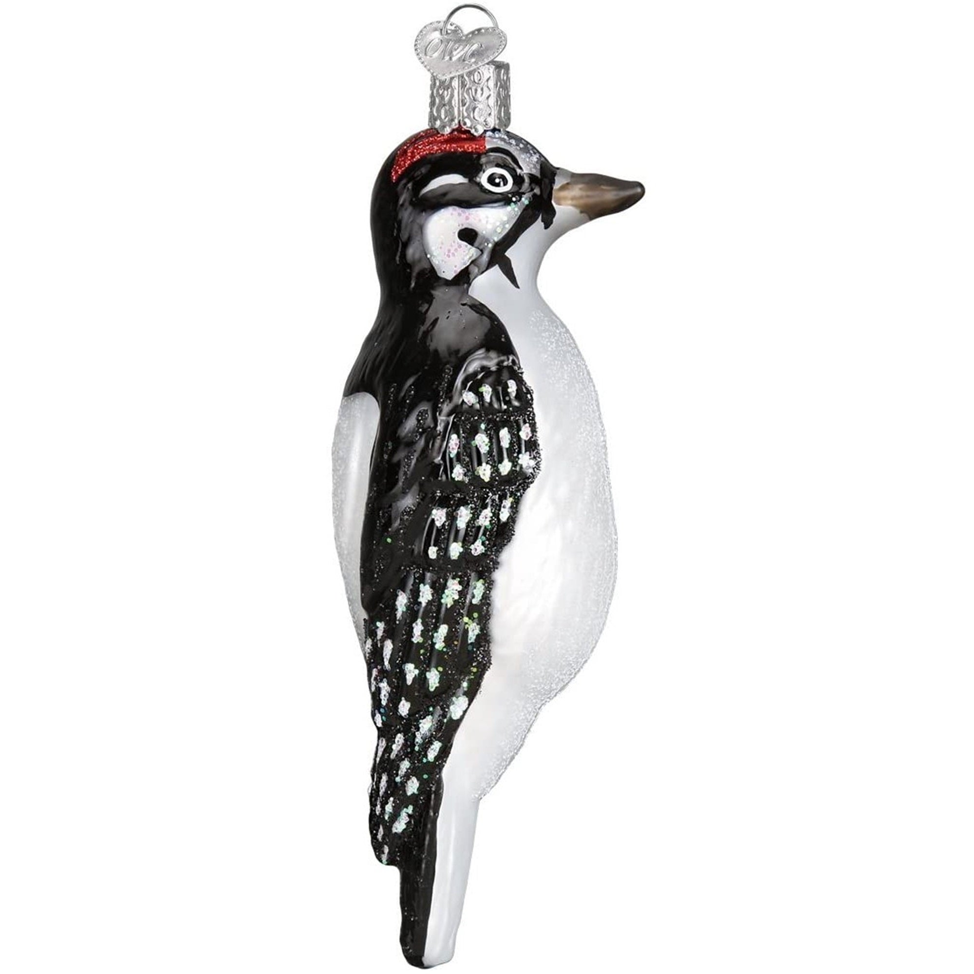 Old World Christmas Blown Glass Ornament for Christmas Tree, Hairy Woodpecker