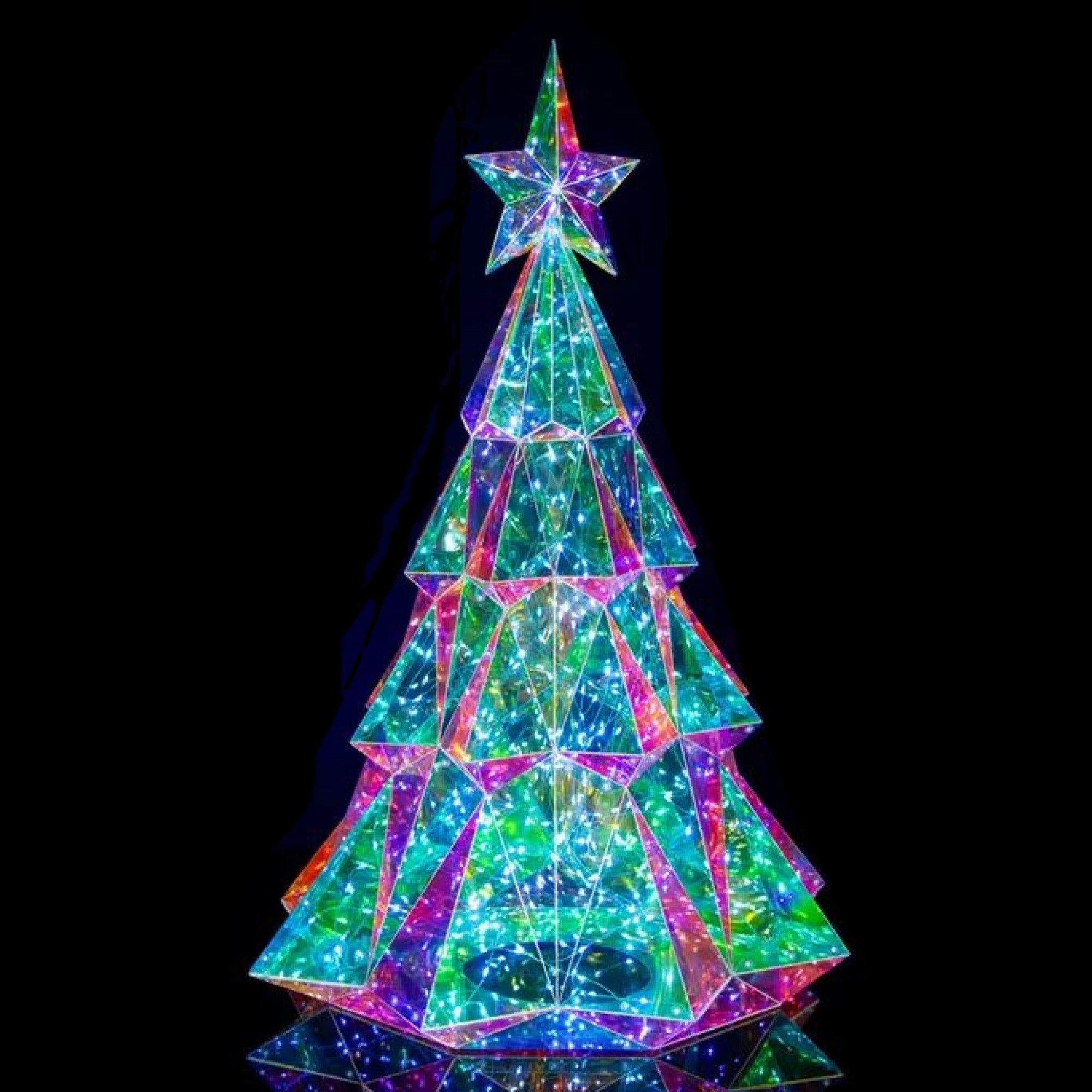 Kurt Adler Pre-Lit Cool White LED Holographic Iridescent Christmas Tree, 20in