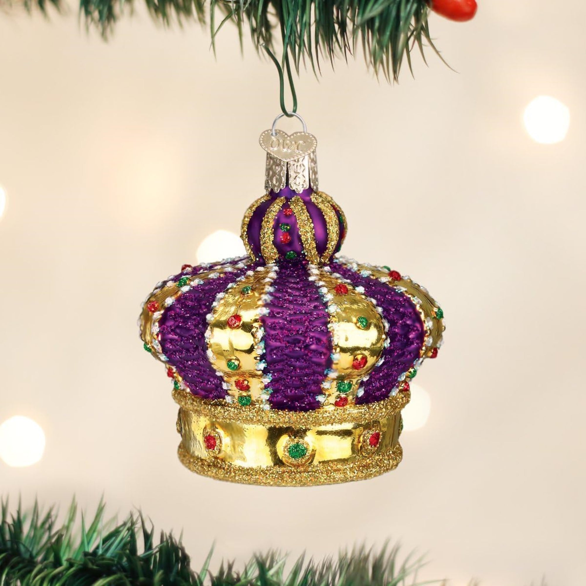 Old World Christmas Blown Glass Ornament for Christmas Tree, Crown Of Royalty (with OWC Gift Box)