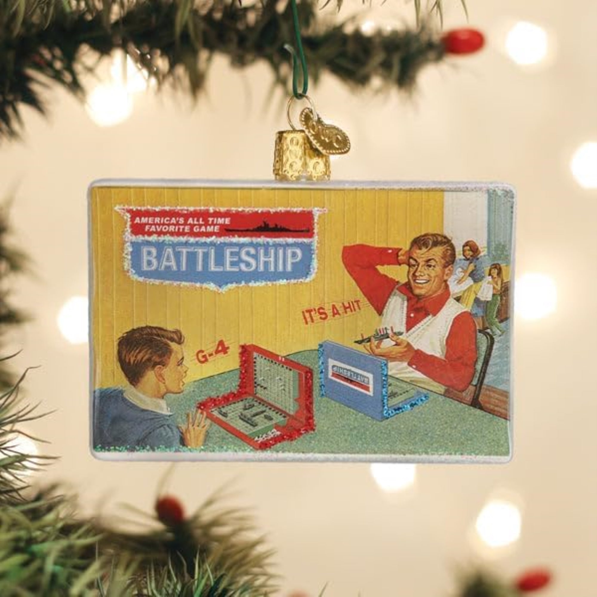 Old World Christmas Blown Glass Ornament for Christmas Tree, Battleship (with OWC Gift Box)