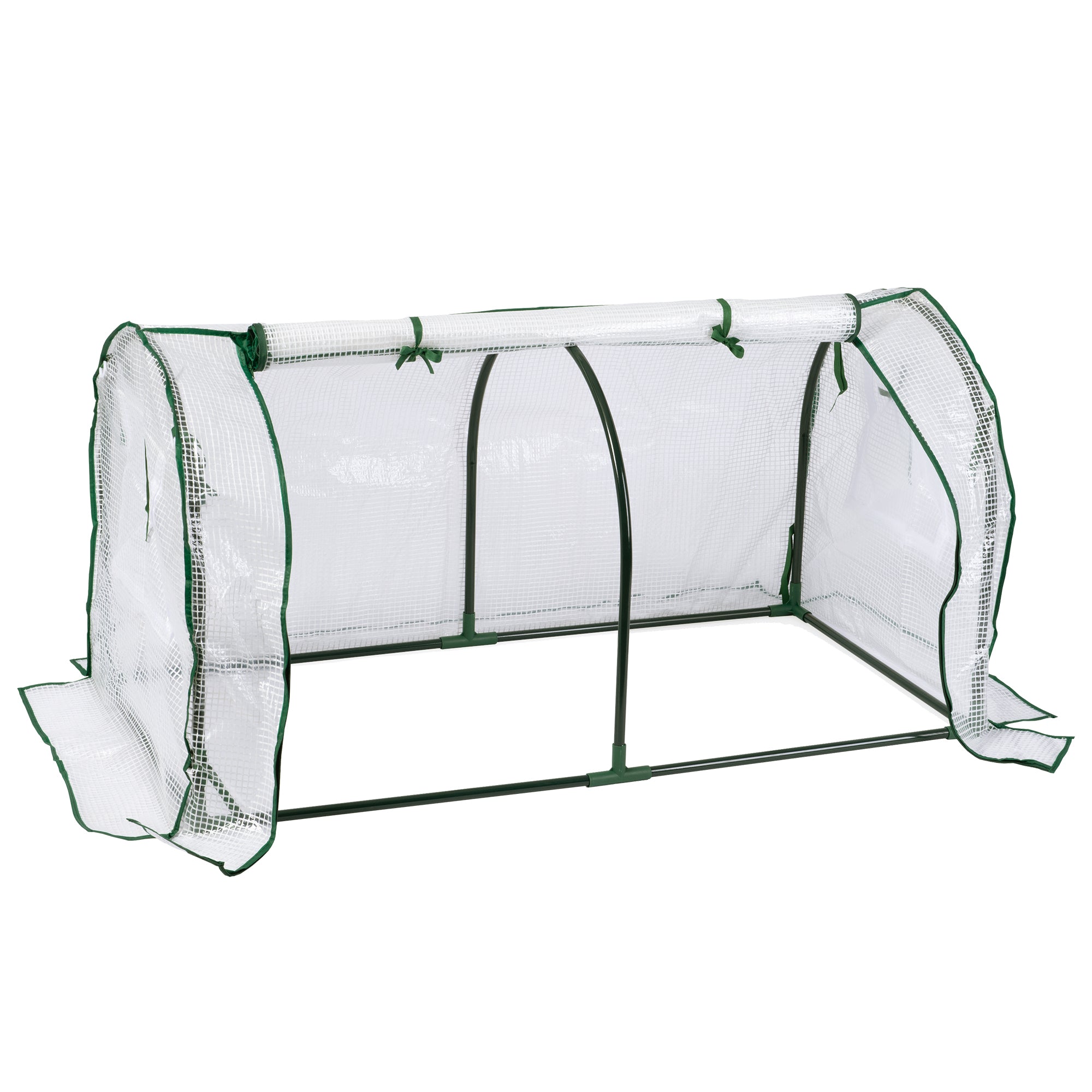 Garden Elements Indoor/Outdoor Metal Frame, Plastic Covered Cloche Round Tunnel Greenhouse, White, Mini, 47”